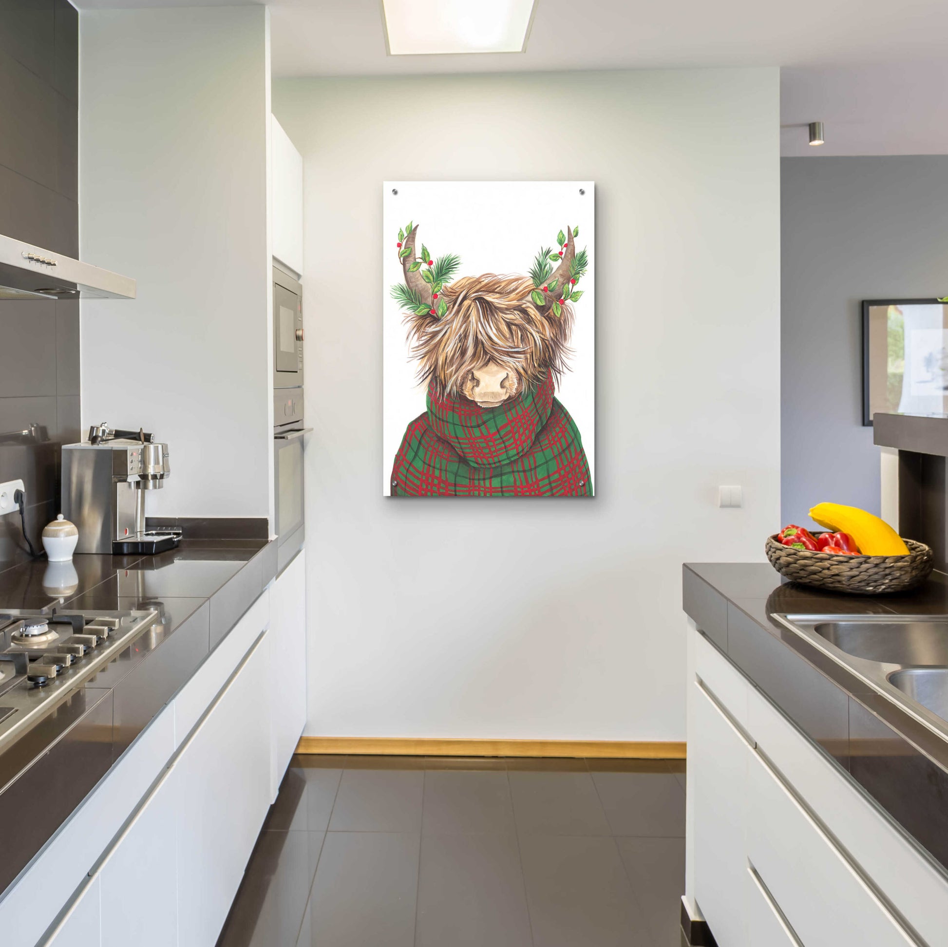 Epic Art 'Christmas Highland Cow' by Diane Kater, Acrylic Glass Wall Art,24x36