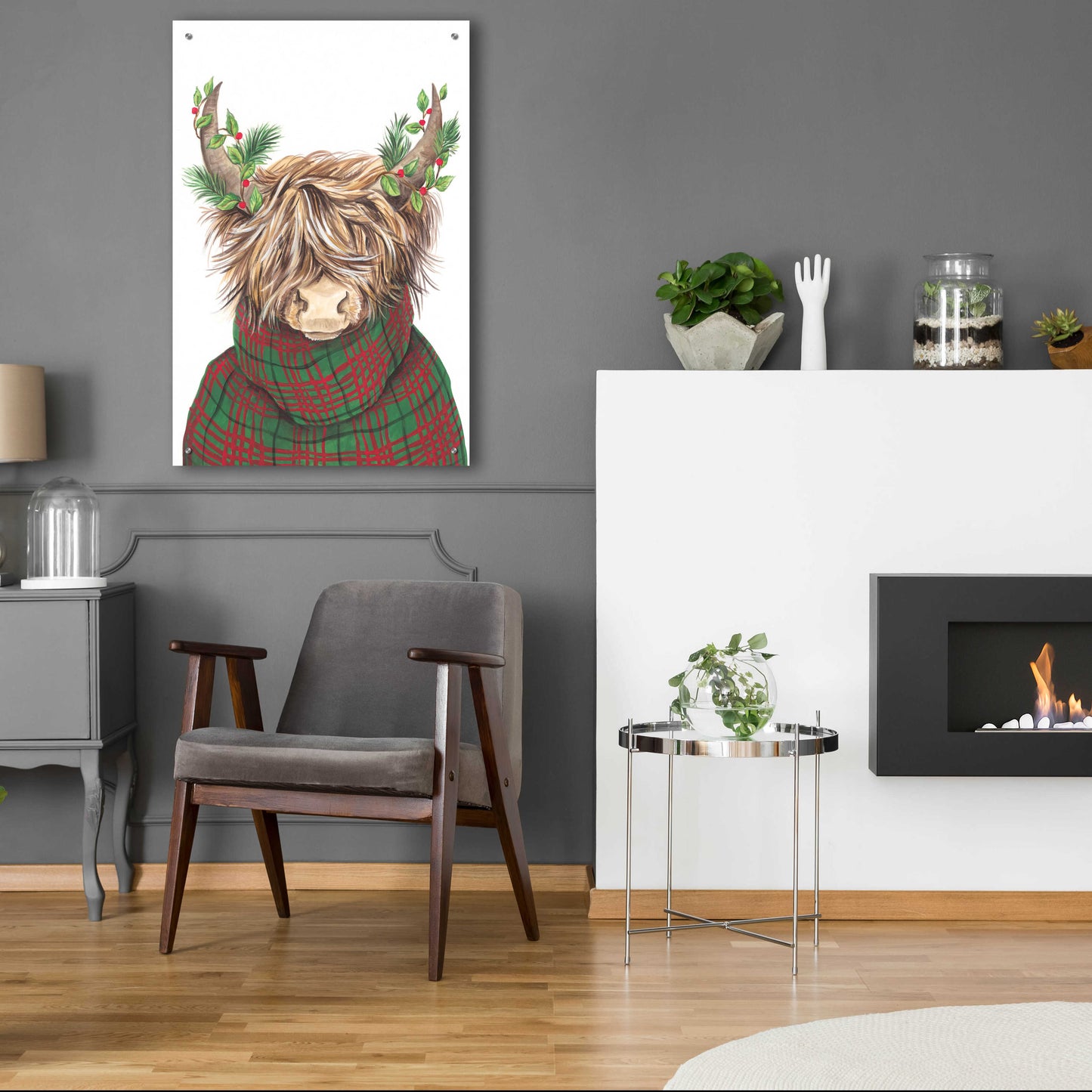 Epic Art 'Christmas Highland Cow' by Diane Kater, Acrylic Glass Wall Art,24x36