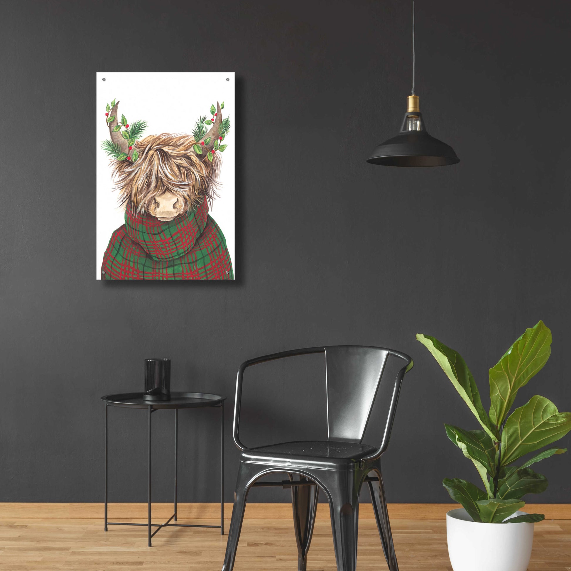 Epic Art 'Christmas Highland Cow' by Diane Kater, Acrylic Glass Wall Art,24x36