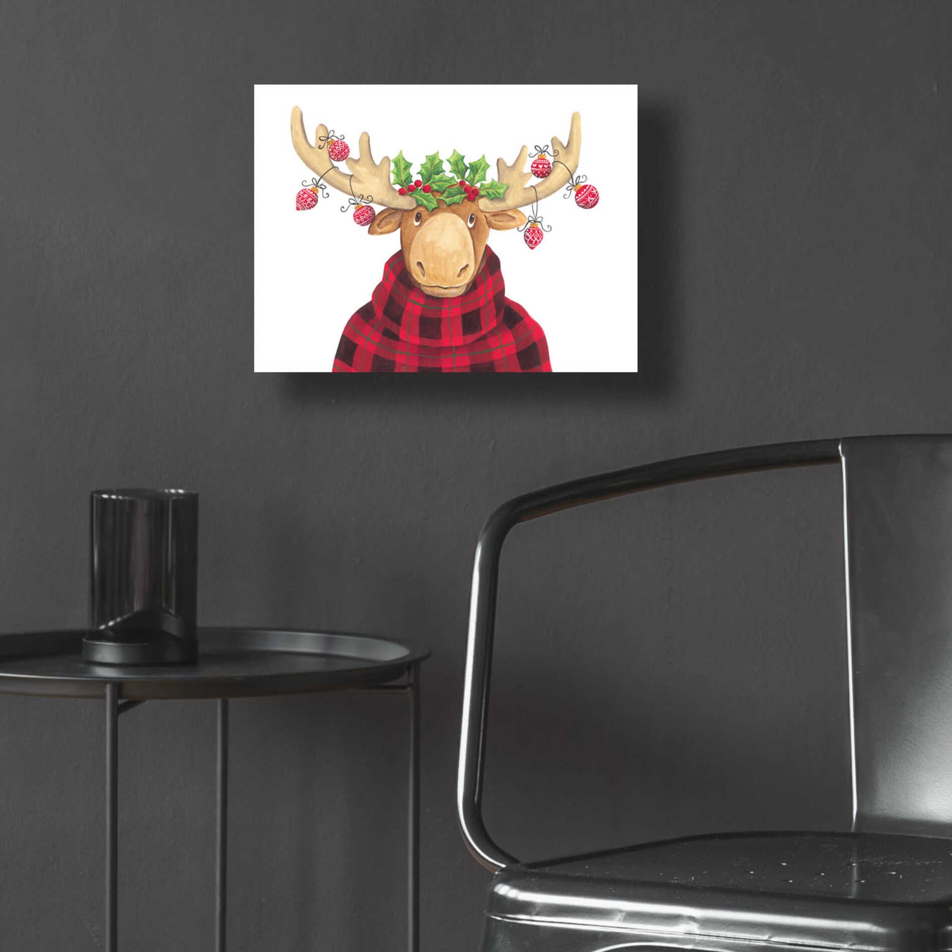 Epic Art 'Christmas Moose' by Diane Kater, Acrylic Glass Wall Art,16x12