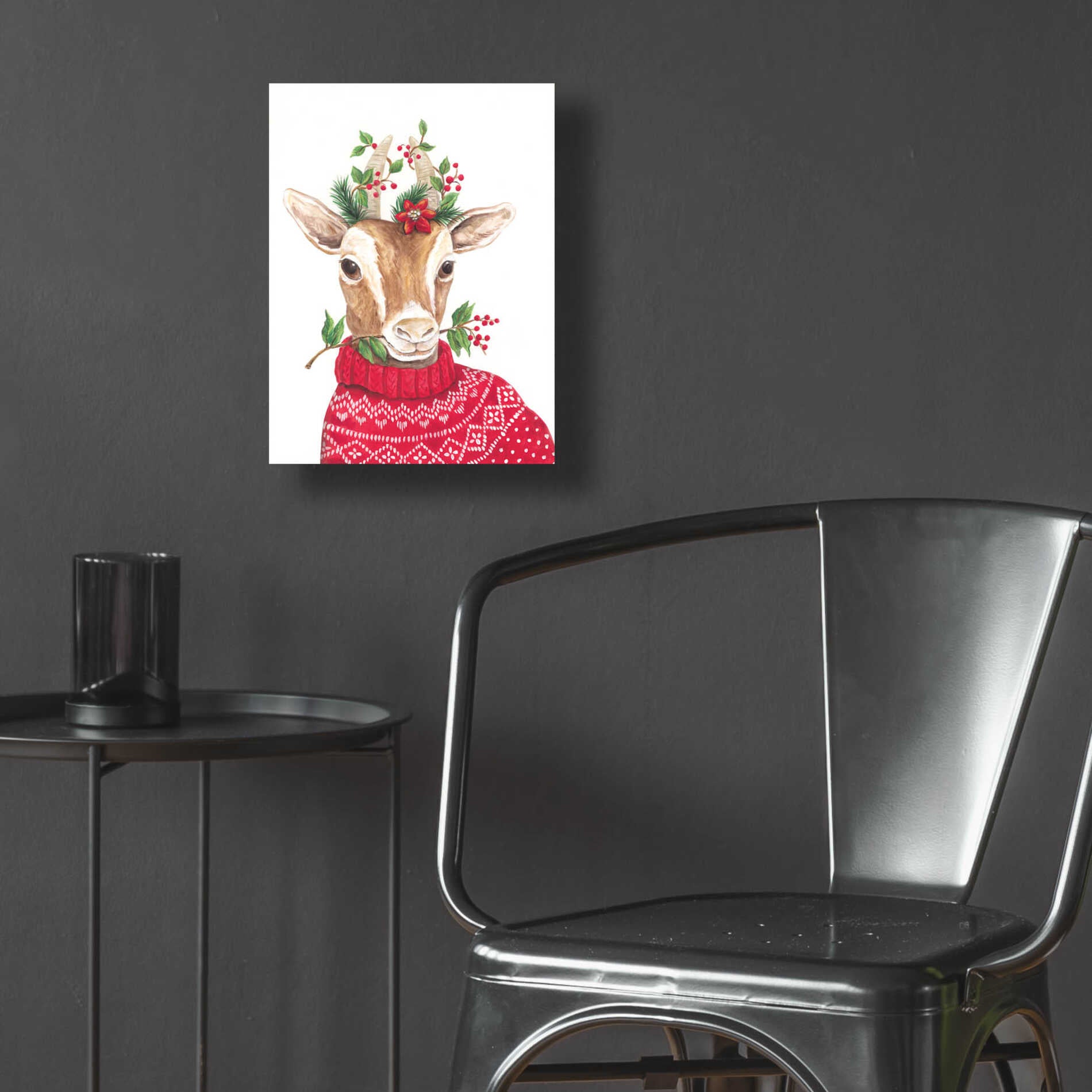Epic Art 'Christmas Goat' by Diane Kater, Acrylic Glass Wall Art,12x16