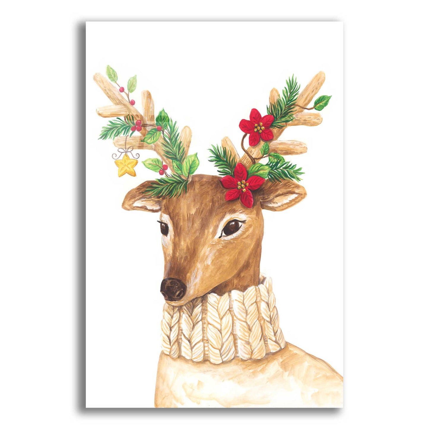 Epic Art 'Christmas Deer' by Diane Kater, Acrylic Glass Wall Art,12x16