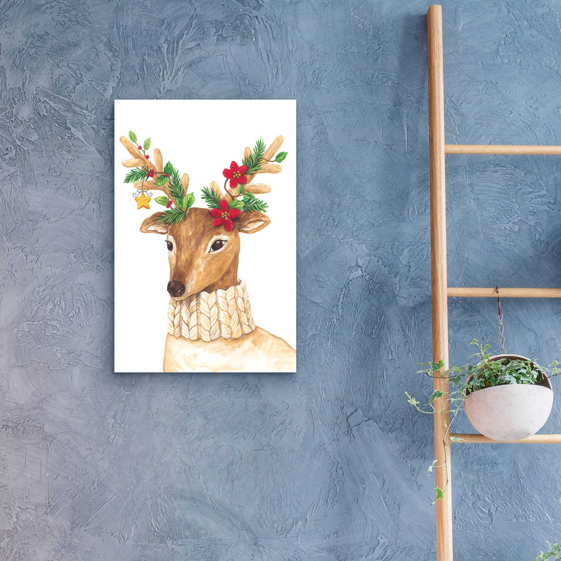 Epic Art 'Christmas Deer' by Diane Kater, Acrylic Glass Wall Art,16x24