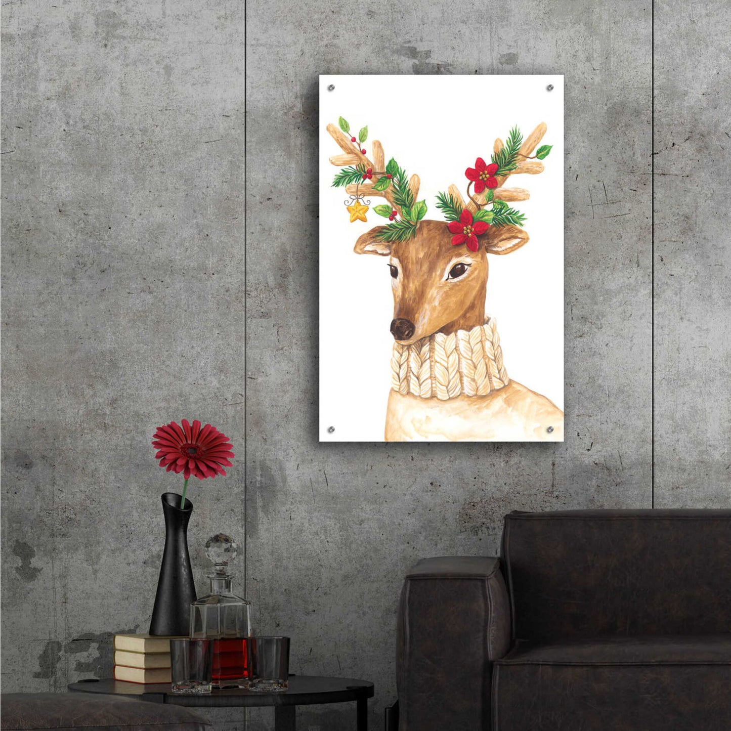 Epic Art 'Christmas Deer' by Diane Kater, Acrylic Glass Wall Art,24x36