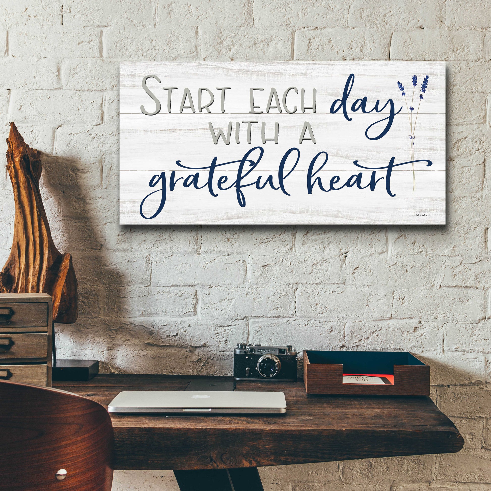 Epic Art 'Grateful Heart' by Susie Boyer, Acrylic Glass Wall Art,24x12