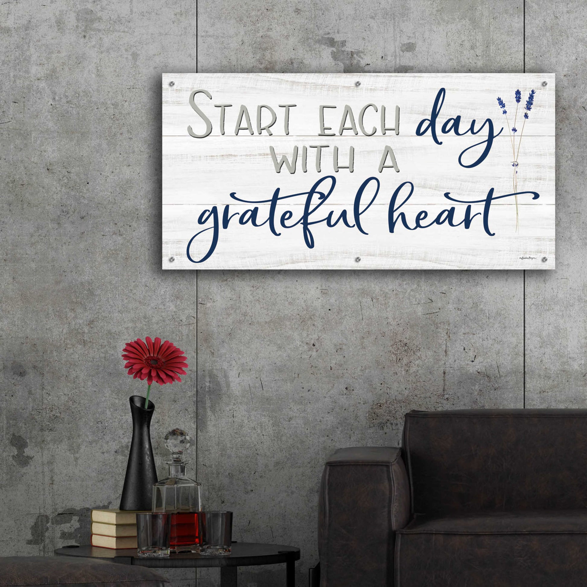 Epic Art 'Grateful Heart' by Susie Boyer, Acrylic Glass Wall Art,48x24