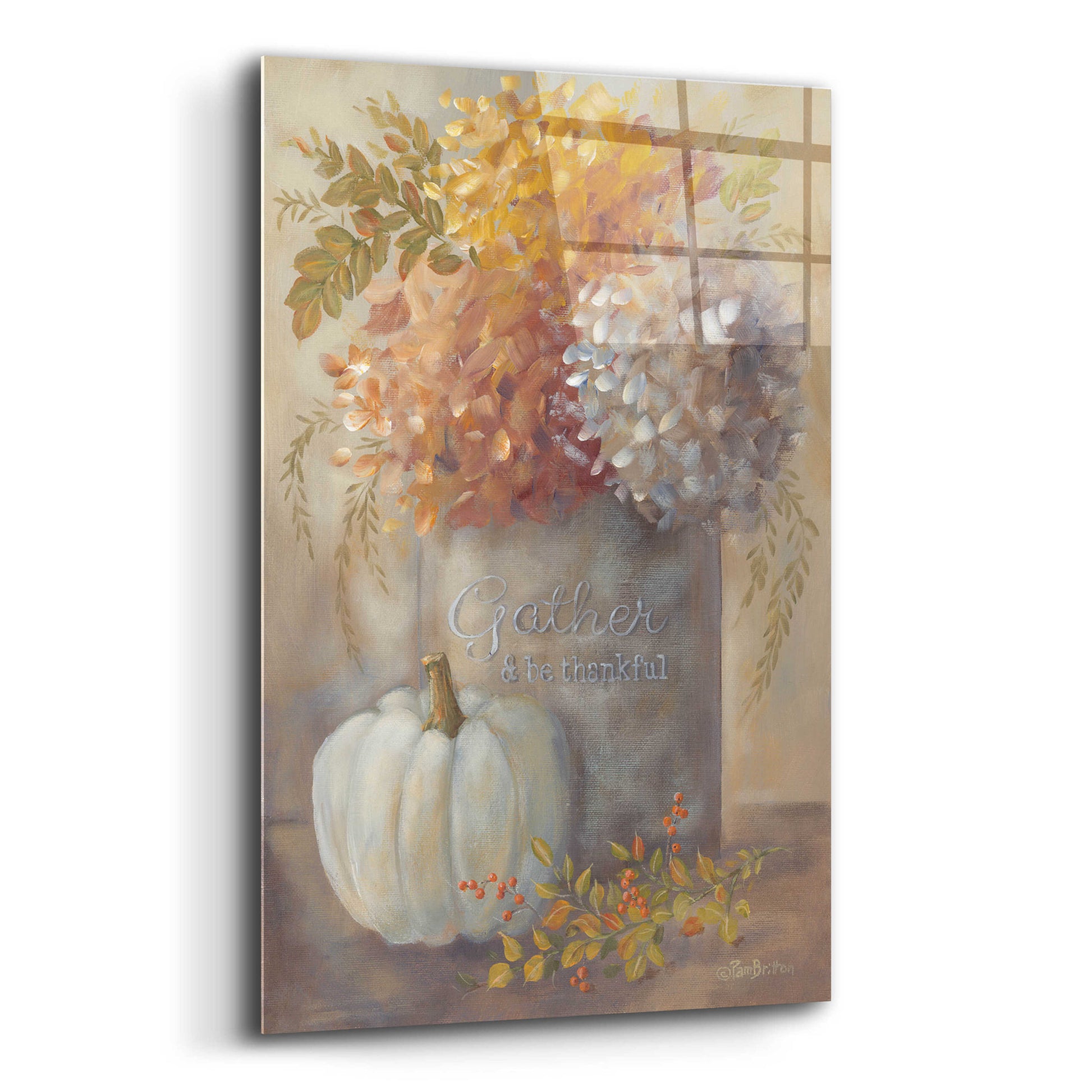 Epic Art 'Gather & Be Thankful' by Pam Britton, Acrylic Glass Wall Art,12x16