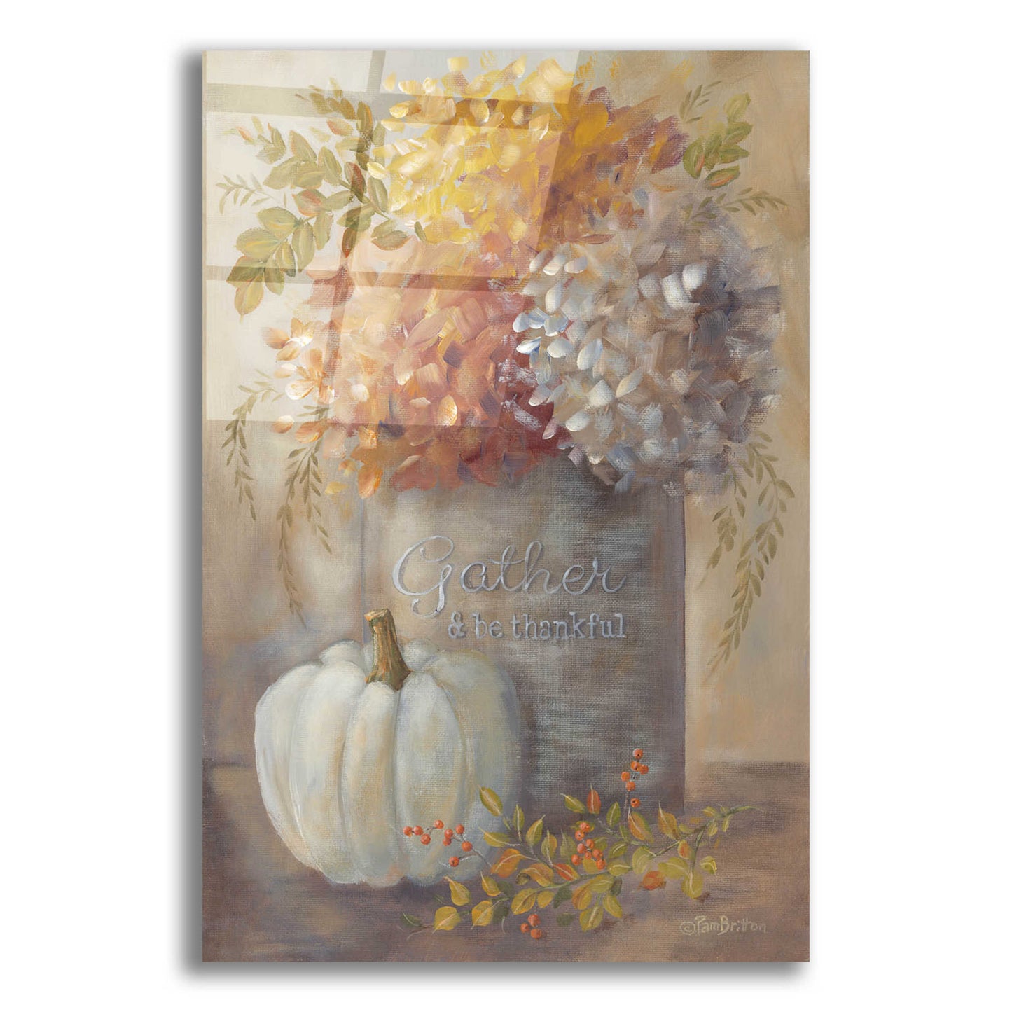 Epic Art 'Gather & Be Thankful' by Pam Britton, Acrylic Glass Wall Art,12x16