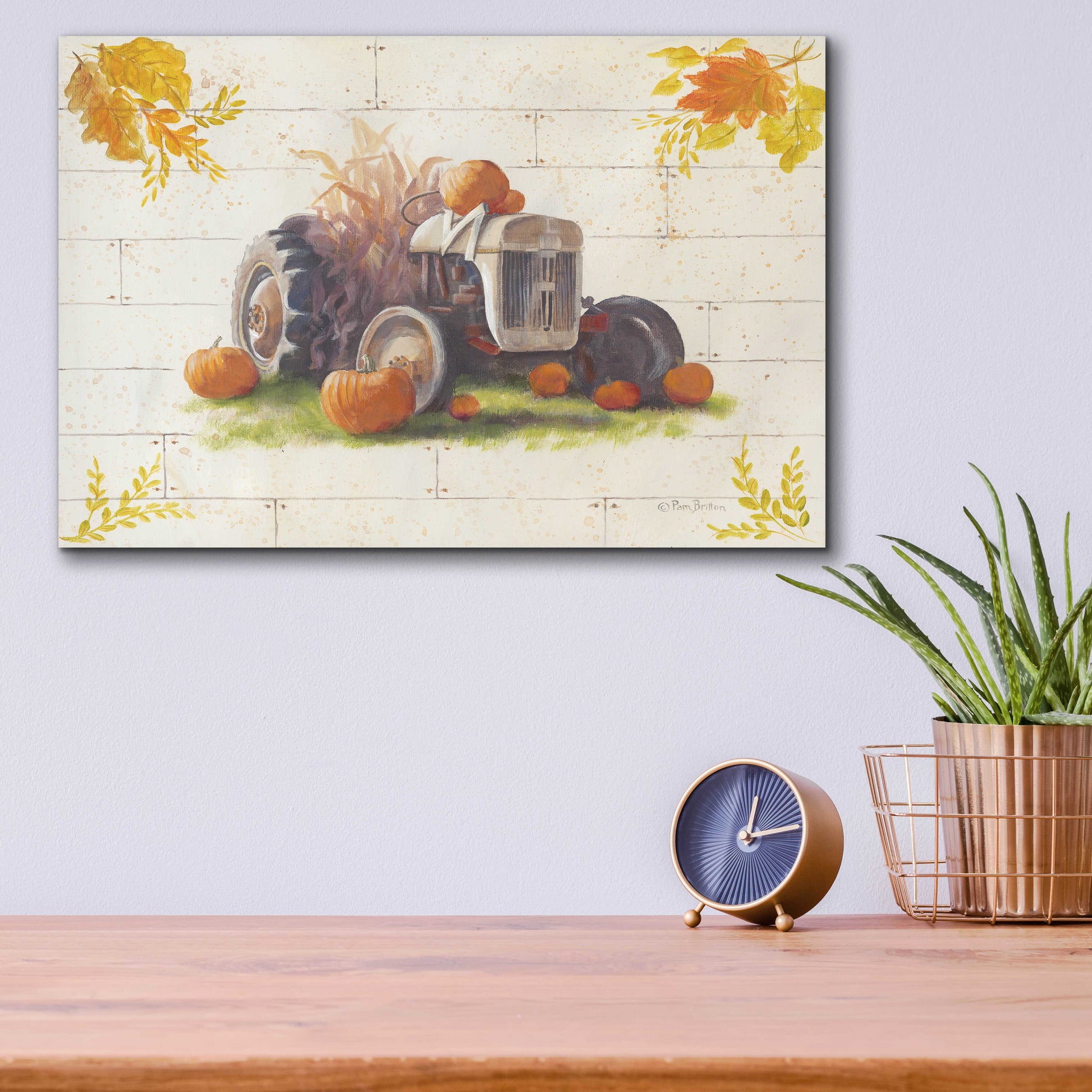 Epic Art 'Harvest Tractor' by Pam Britton, Acrylic Glass Wall Art,16x12