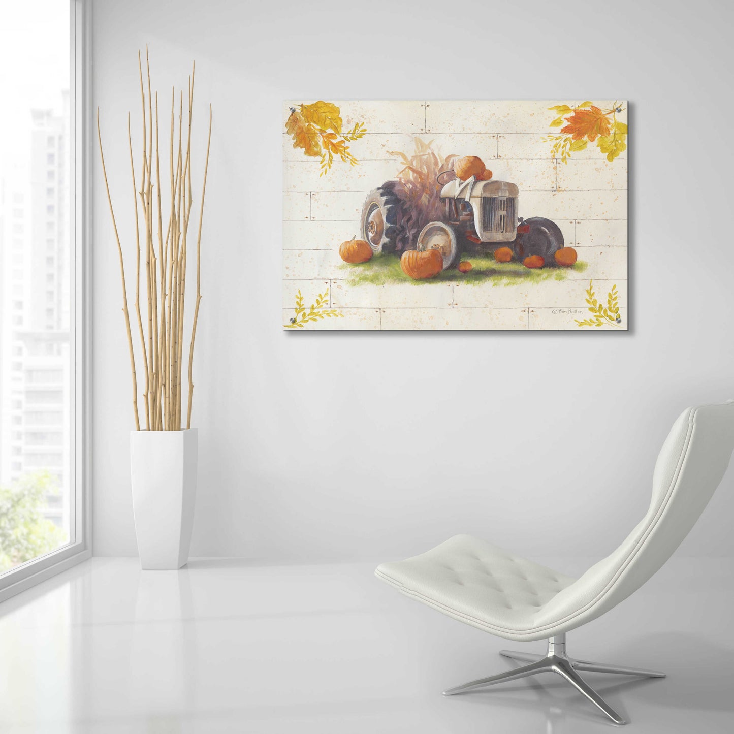 Epic Art 'Harvest Tractor' by Pam Britton, Acrylic Glass Wall Art,36x24