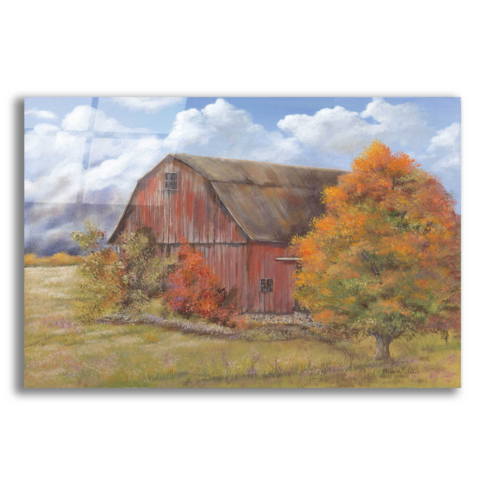 Epic Art 'Autumn Barn' by Pam Britton, Acrylic Glass Wall Art,16x12