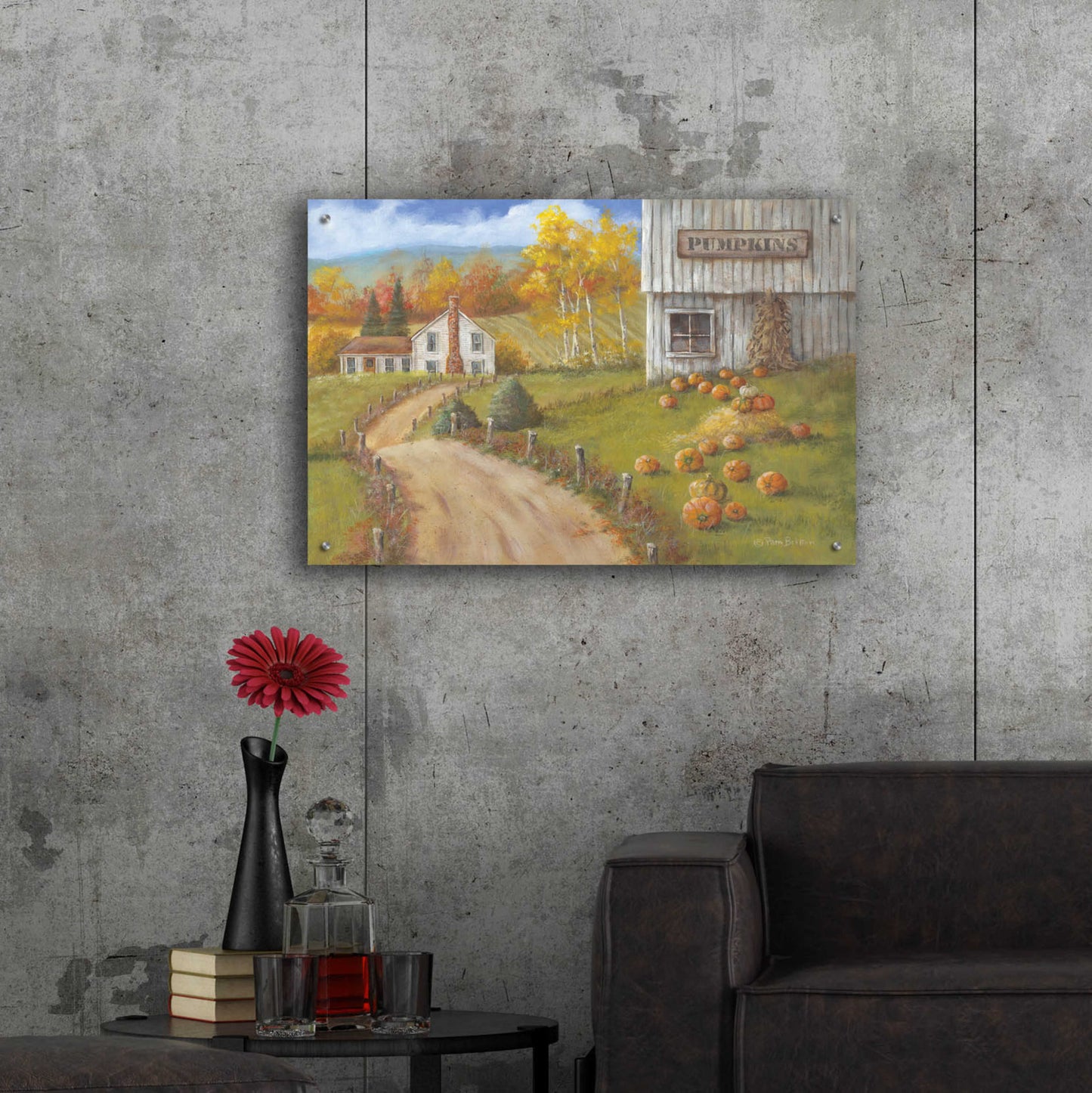 Epic Art 'Harvest Pumpkin Farm' by Pam Britton, Acrylic Glass Wall Art,36x24