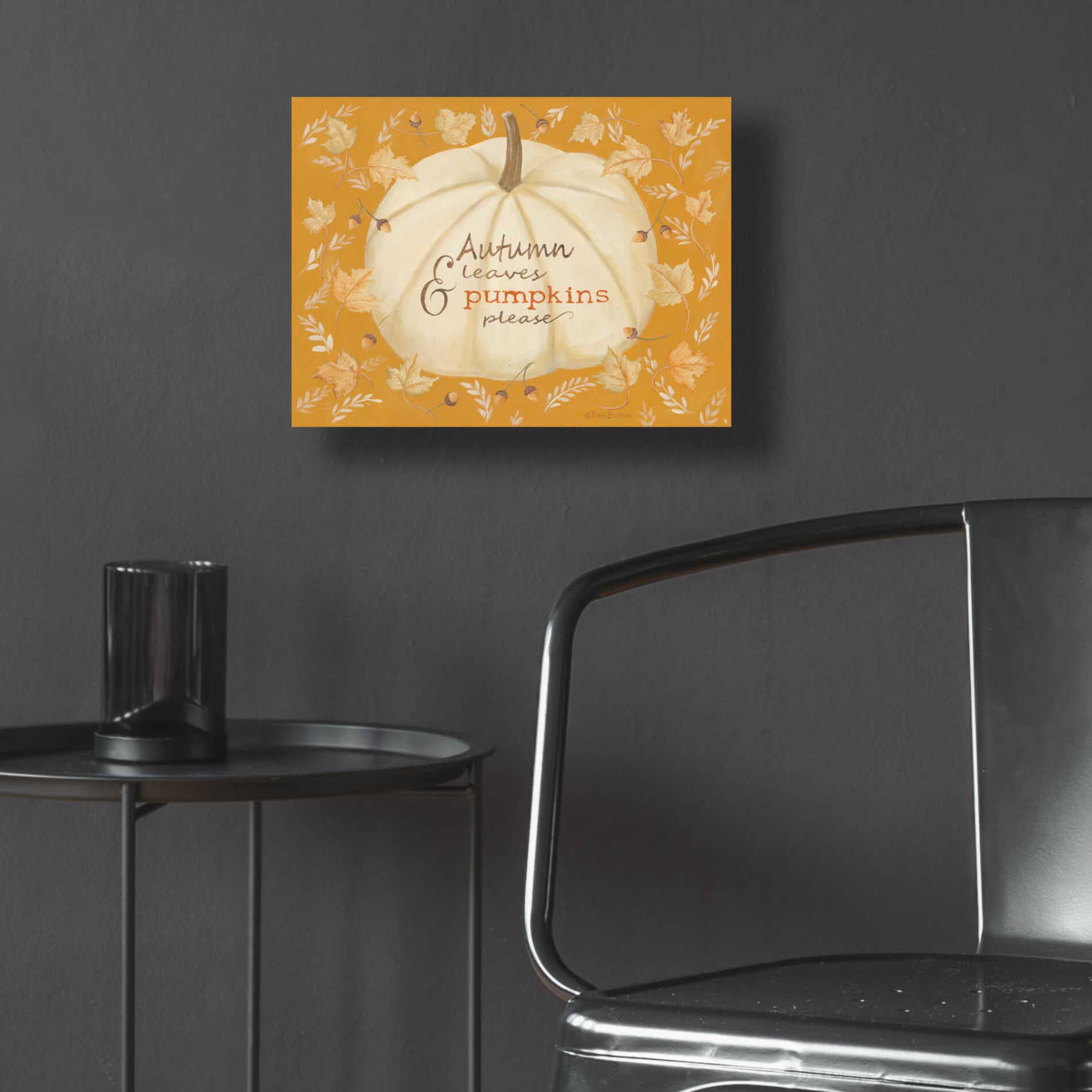 Epic Art 'Autumn Leaves & Pumpkin' by Pam Britton , Acrylic Glass Wall Art,16x12