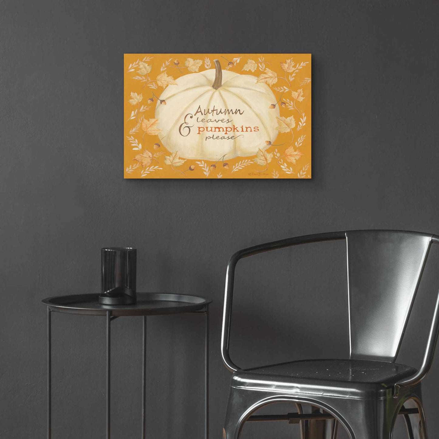 Epic Art 'Autumn Leaves & Pumpkin' by Pam Britton , Acrylic Glass Wall Art,24x16