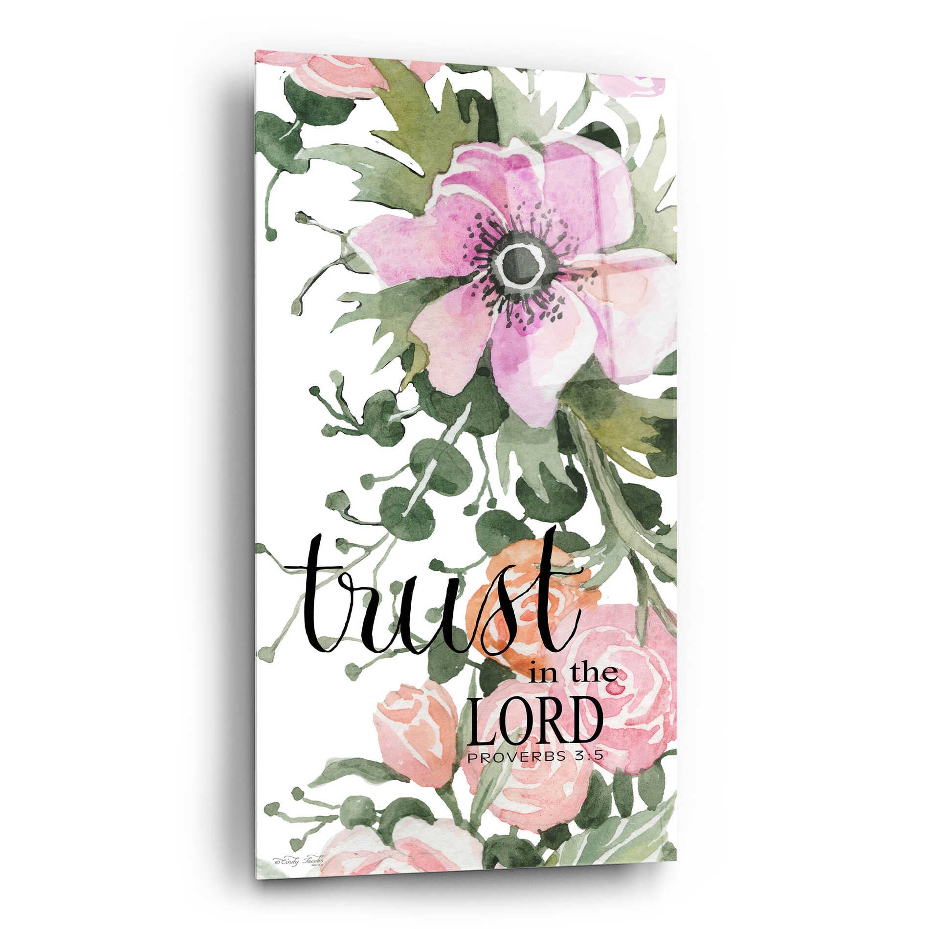 Epic Art 'Trust In The Lord' by Cindy Jacobs, Acrylic Glass Wall Art,12x24