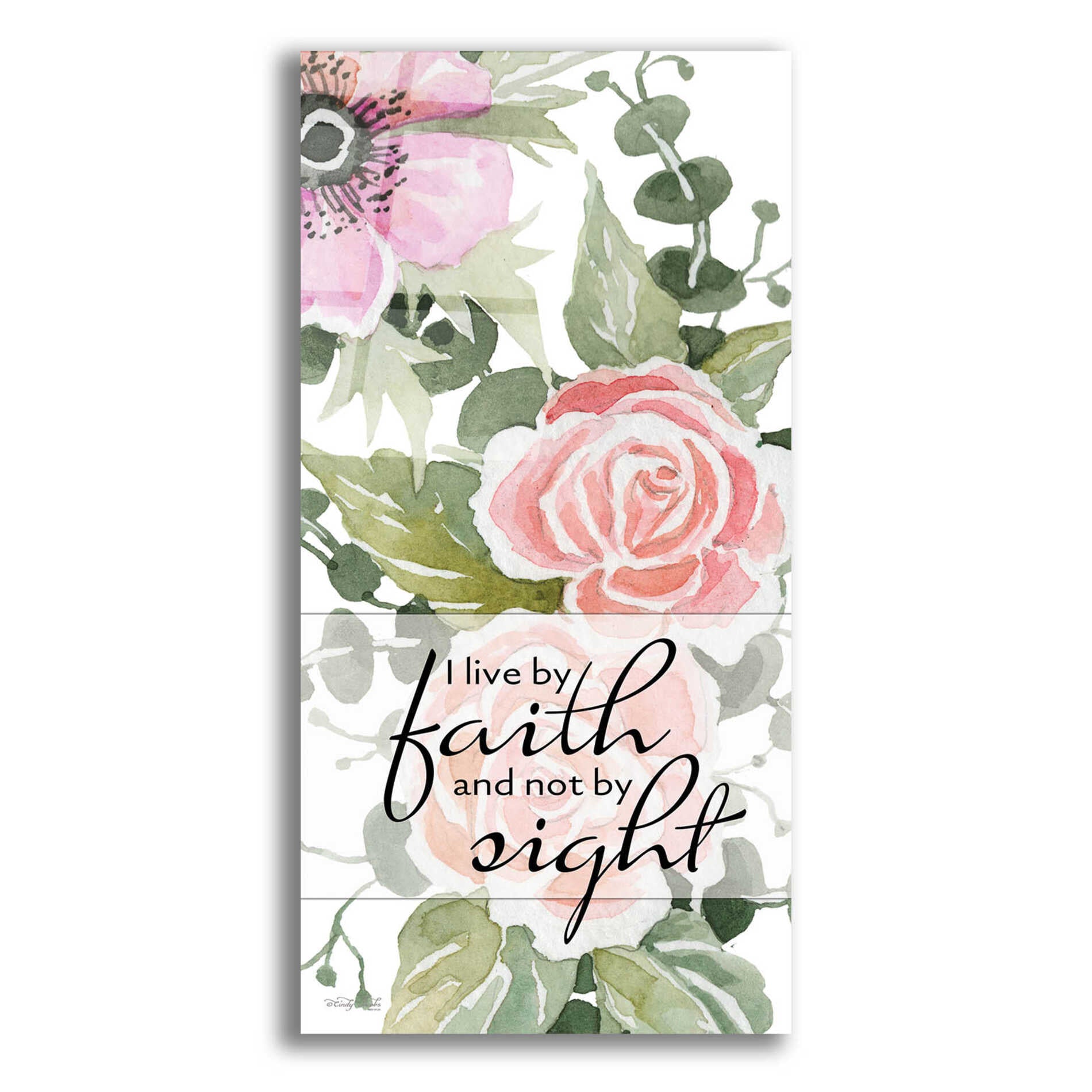 Epic Art 'Live By Faith' by Cindy Jacobs, Acrylic Glass Wall Art,12x24