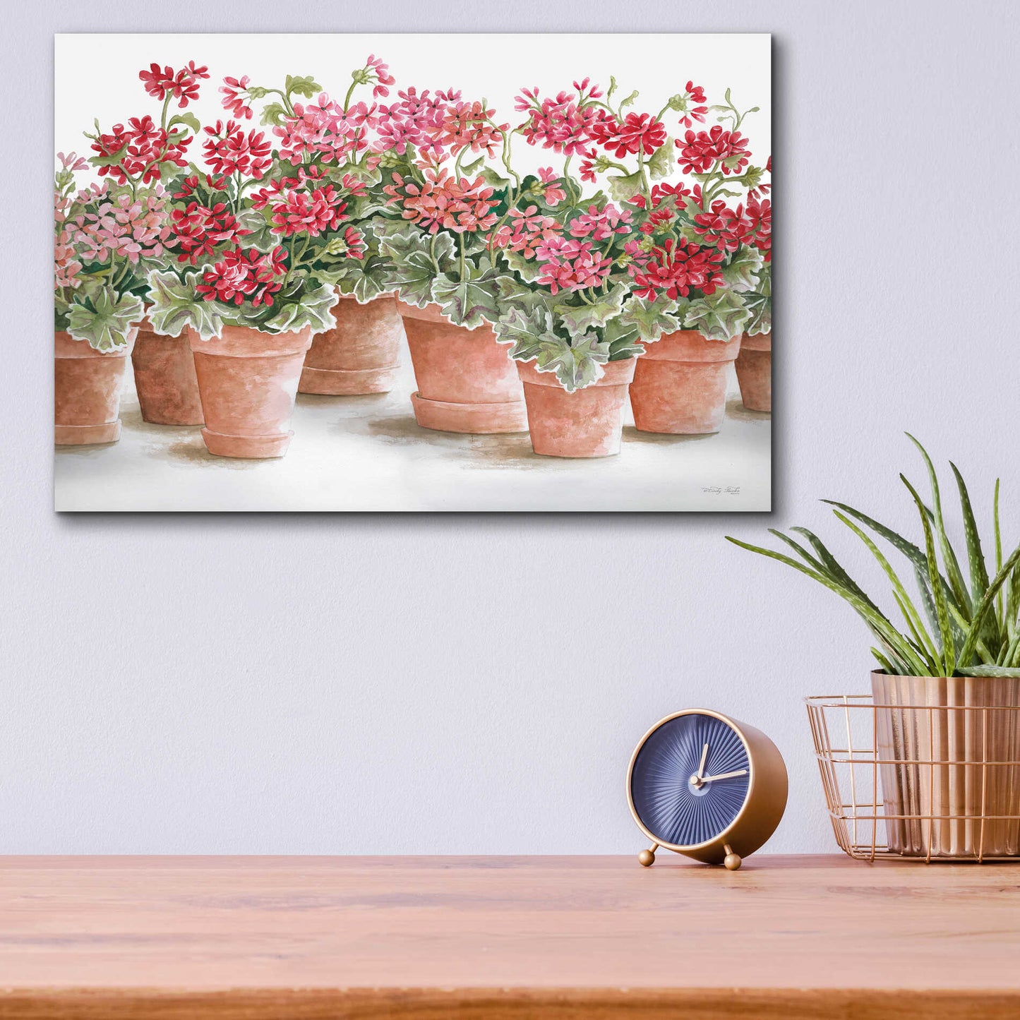 Epic Art 'Potted Geranium Mix I' by Cindy Jacobs, Acrylic Glass Wall Art,16x12