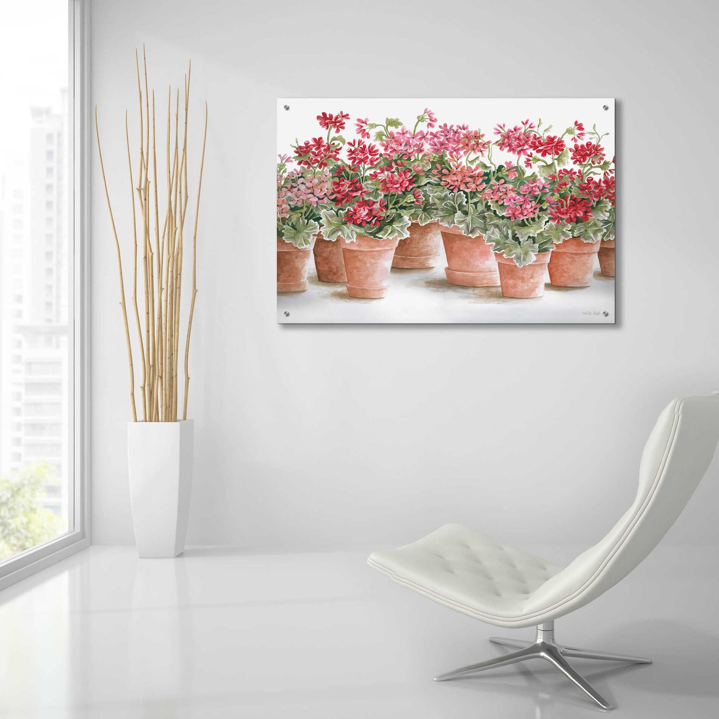 Epic Art 'Potted Geranium Mix I' by Cindy Jacobs, Acrylic Glass Wall Art,36x24