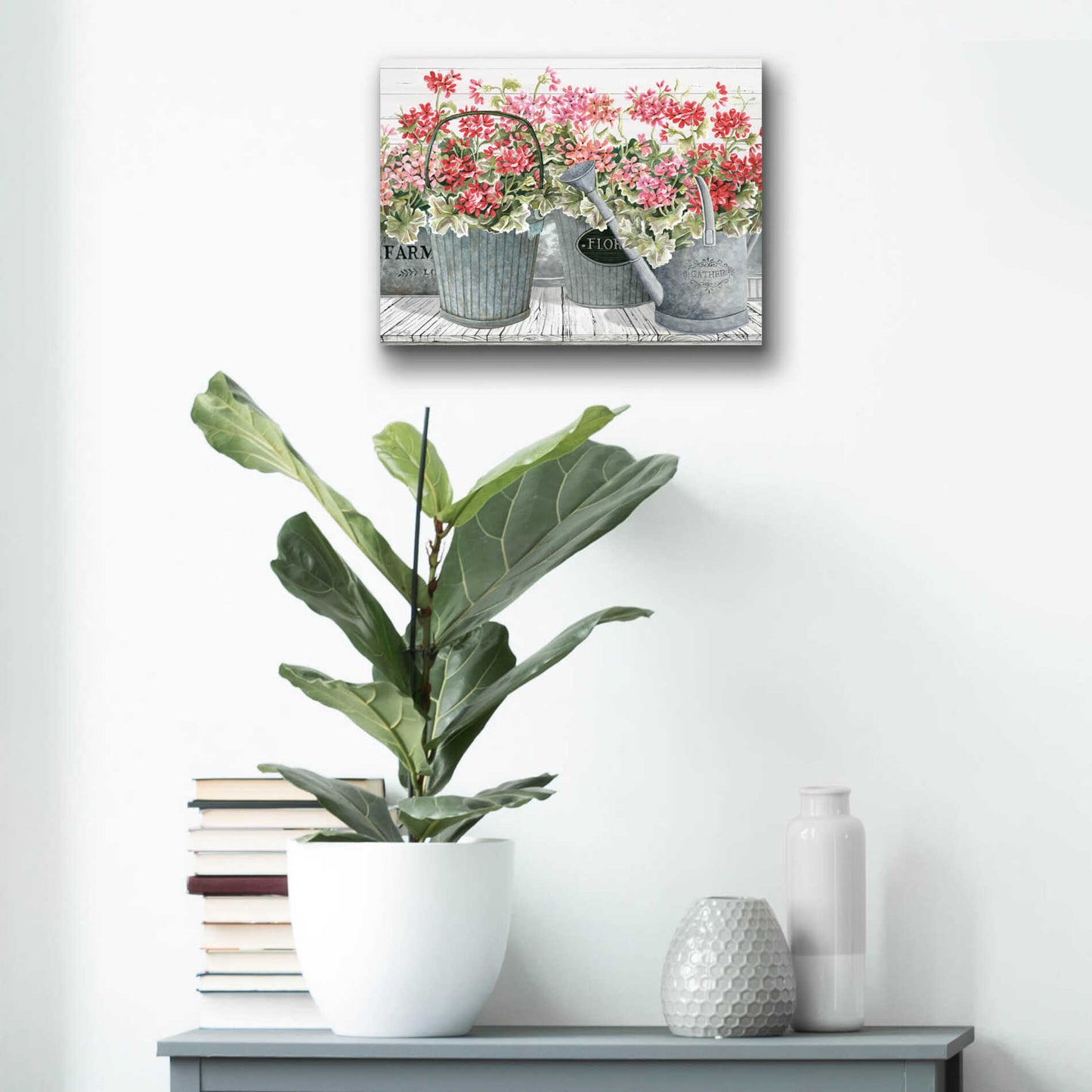 Epic Art 'Potted Geranium Mix II' by Cindy Jacobs, Acrylic Glass Wall Art,16x12