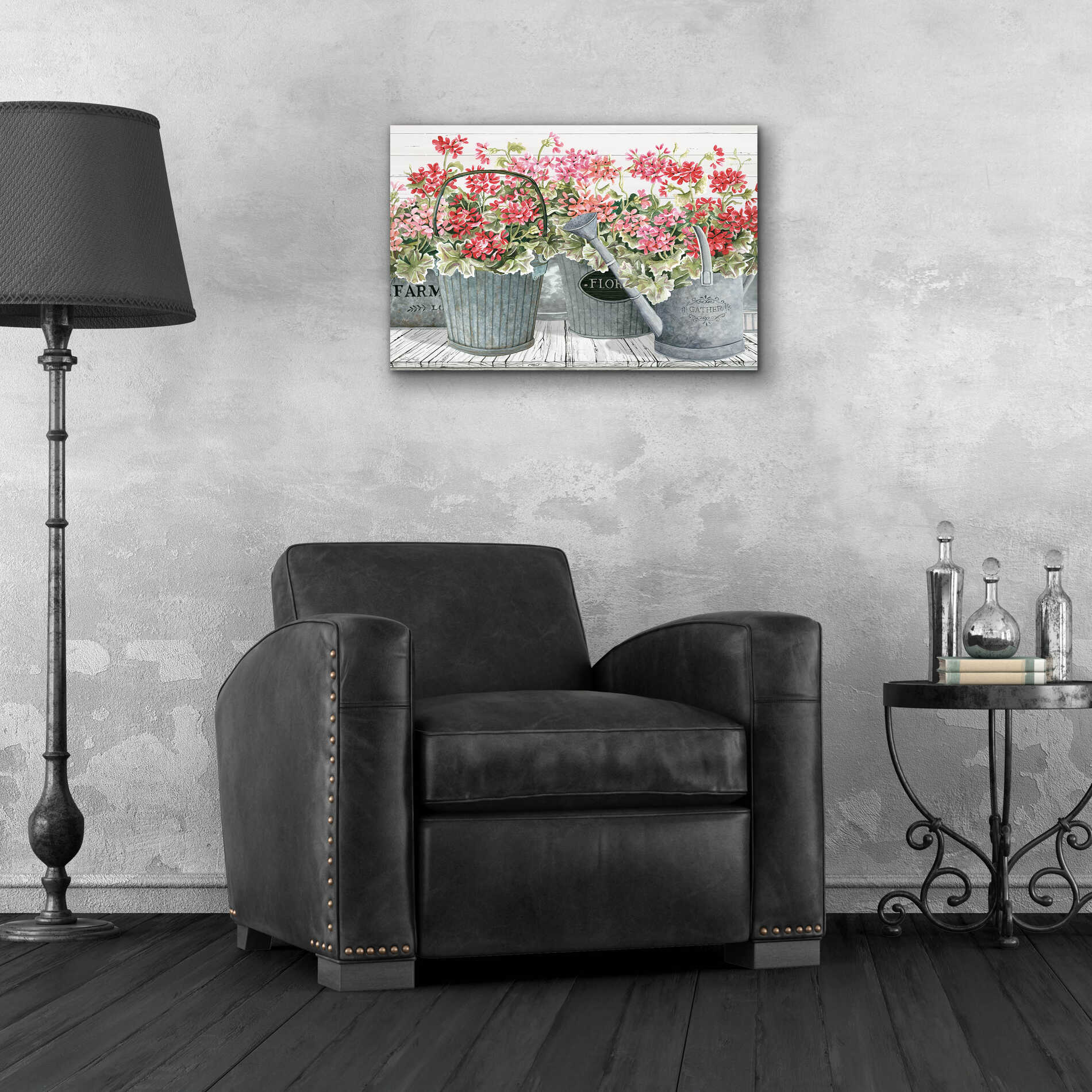 Epic Art 'Potted Geranium Mix II' by Cindy Jacobs, Acrylic Glass Wall Art,24x16