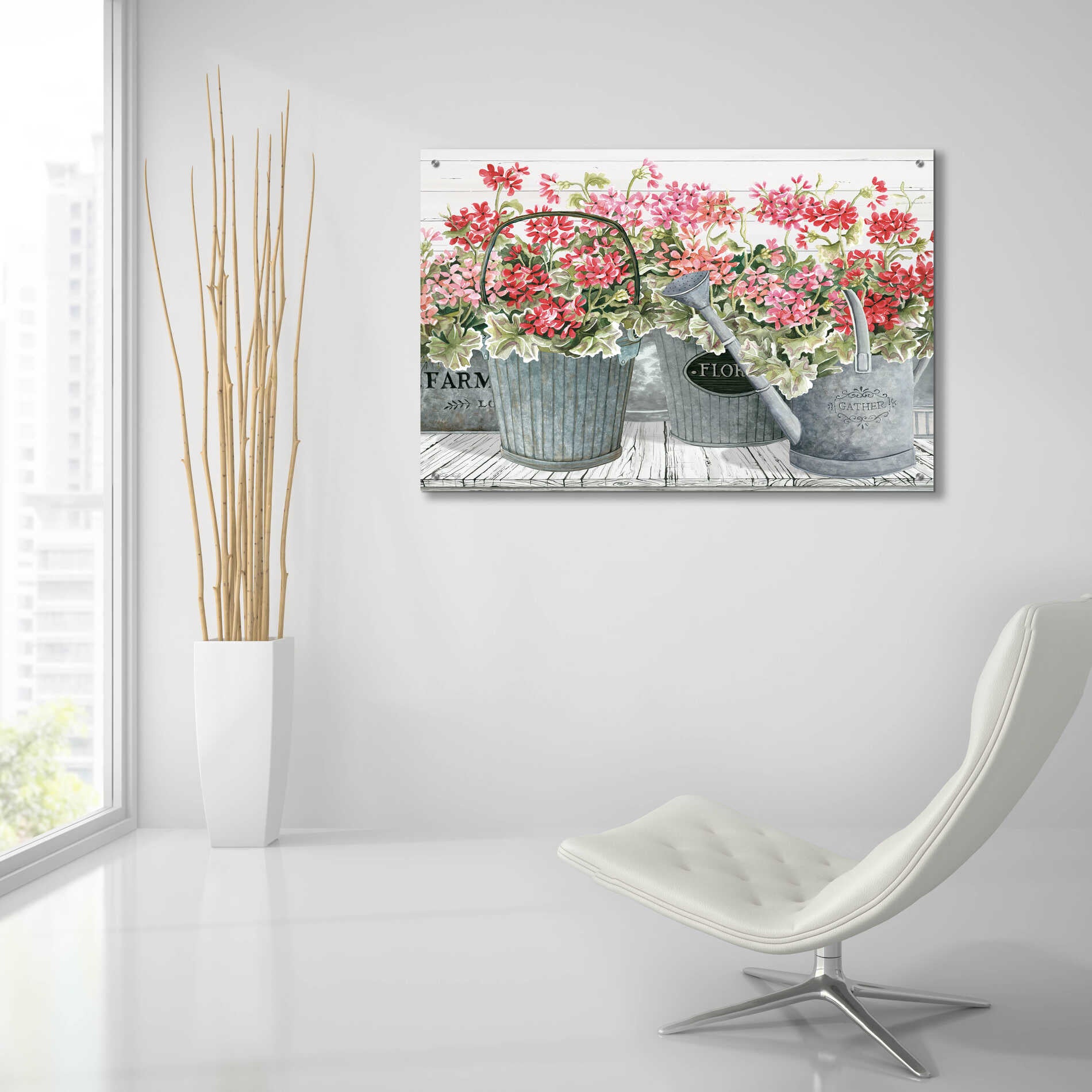 Epic Art 'Potted Geranium Mix II' by Cindy Jacobs, Acrylic Glass Wall Art,36x24