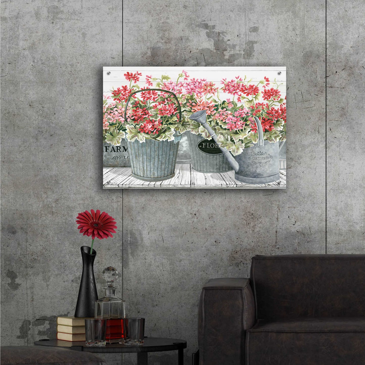 Epic Art 'Potted Geranium Mix II' by Cindy Jacobs, Acrylic Glass Wall Art,36x24