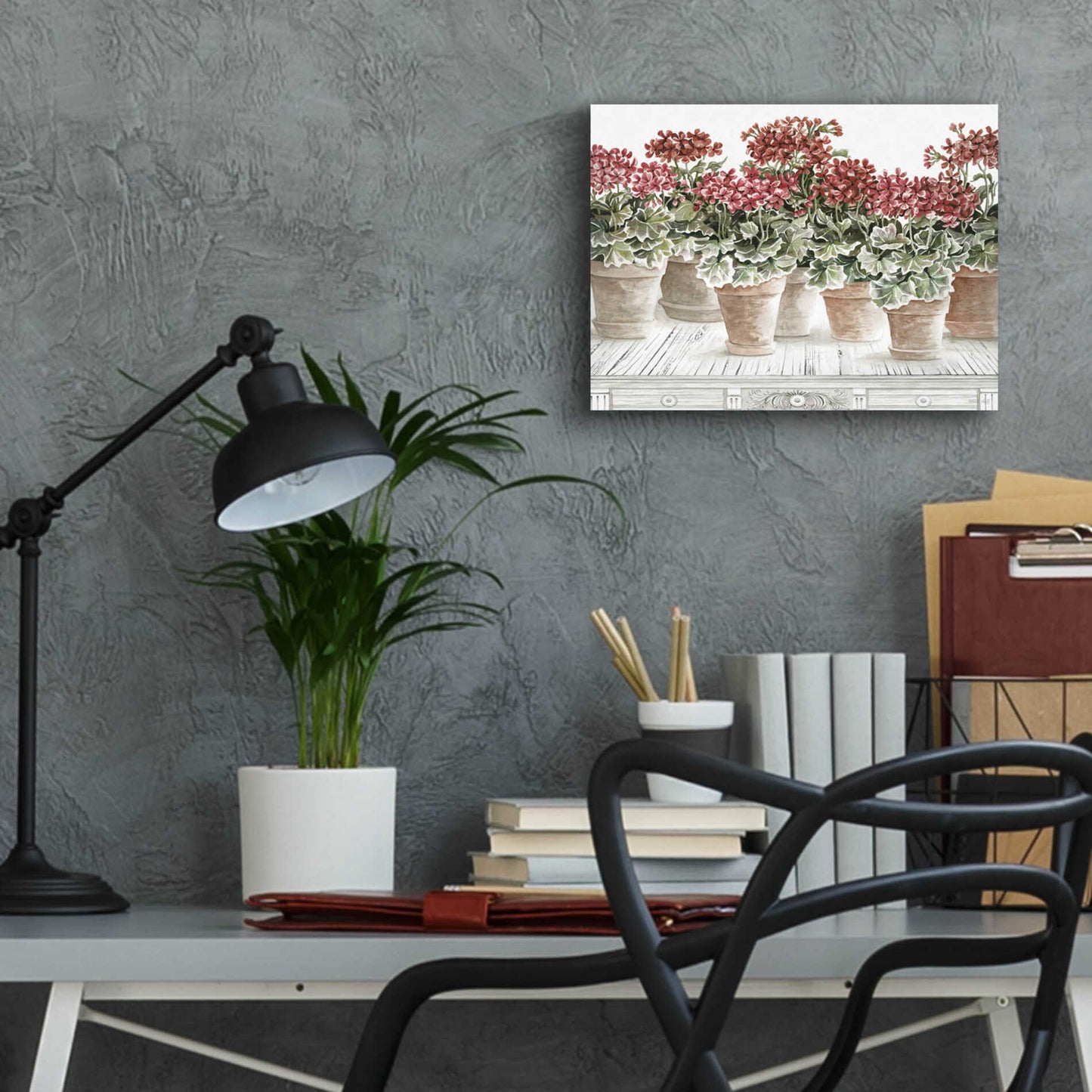 Epic Art 'Potted Geranium Mix III' by Cindy Jacobs, Acrylic Glass Wall Art,16x12