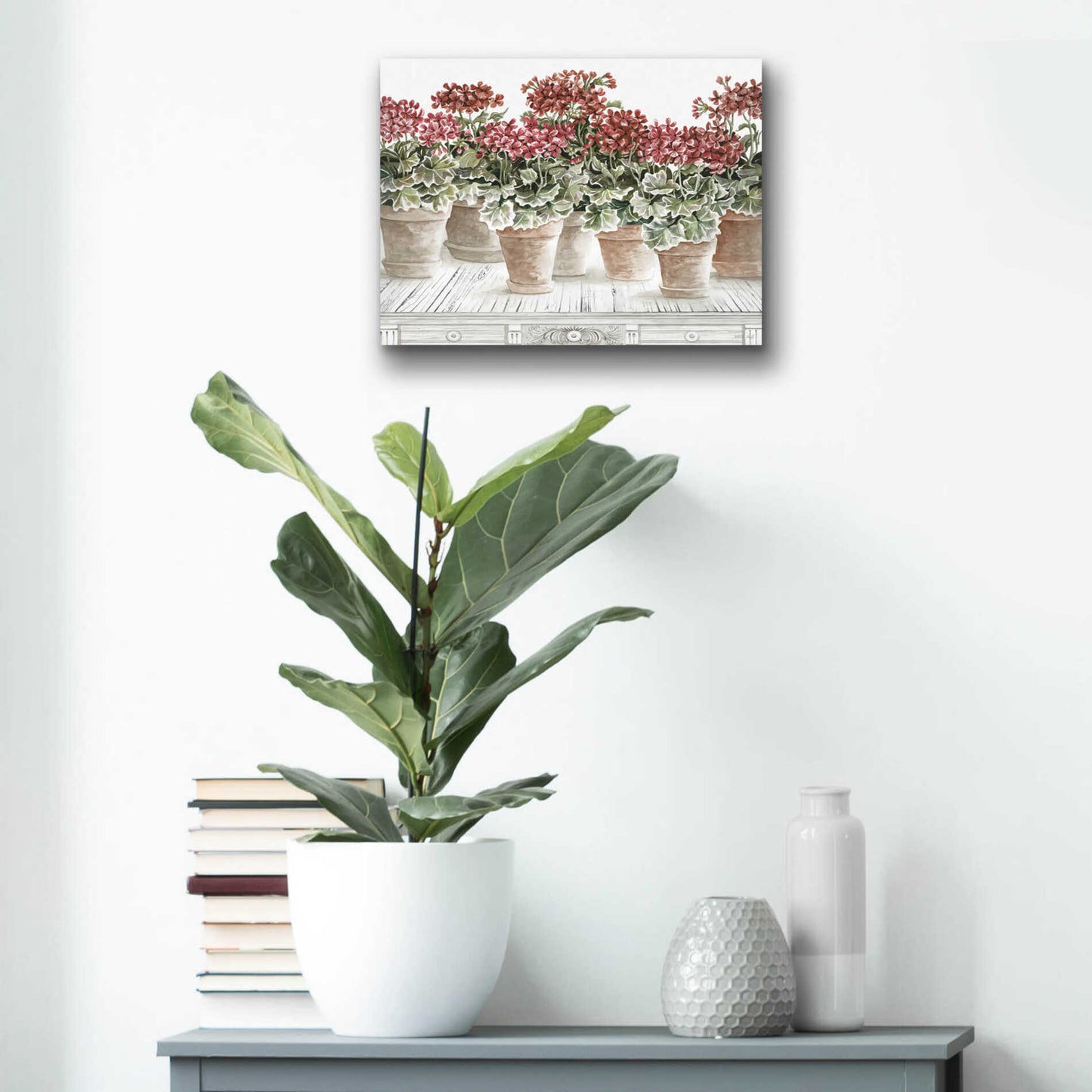 Epic Art 'Potted Geranium Mix III' by Cindy Jacobs, Acrylic Glass Wall Art,16x12