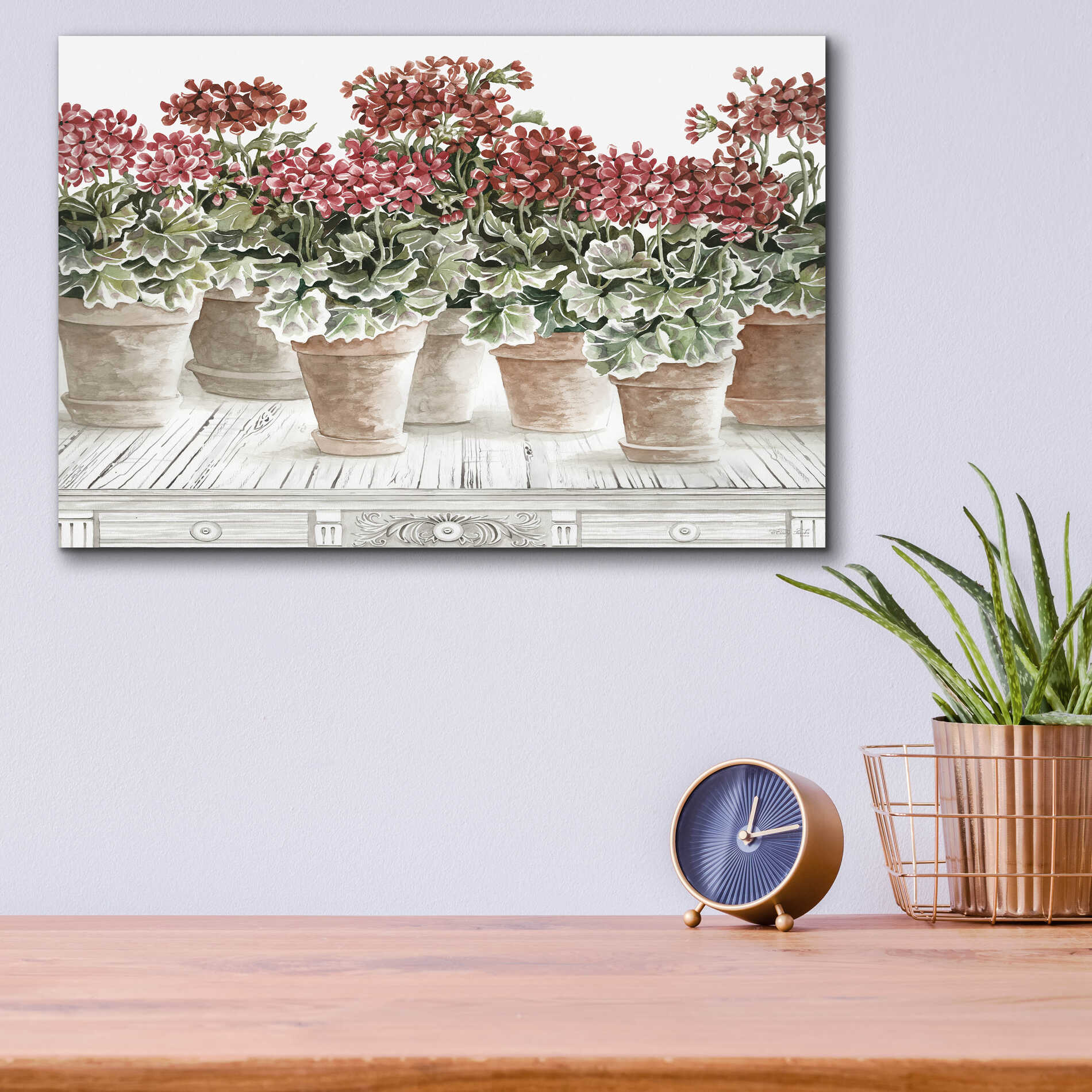 Epic Art 'Potted Geranium Mix III' by Cindy Jacobs, Acrylic Glass Wall Art,16x12