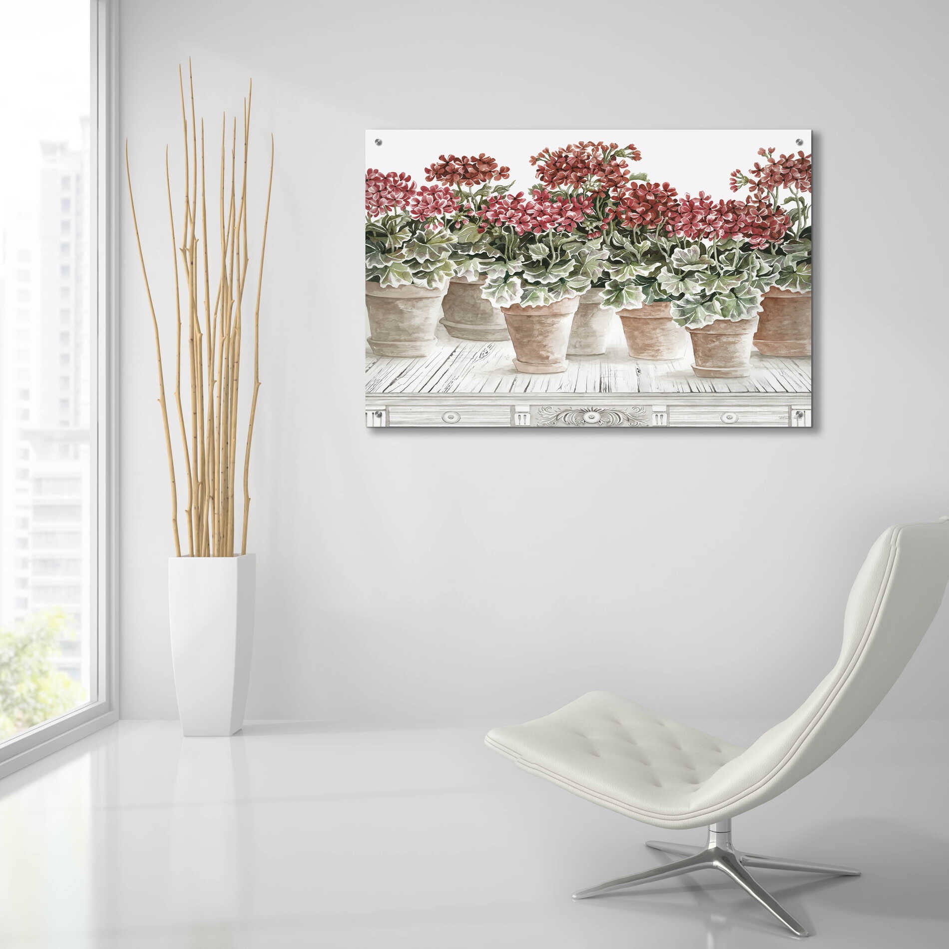 Epic Art 'Potted Geranium Mix III' by Cindy Jacobs, Acrylic Glass Wall Art,36x24