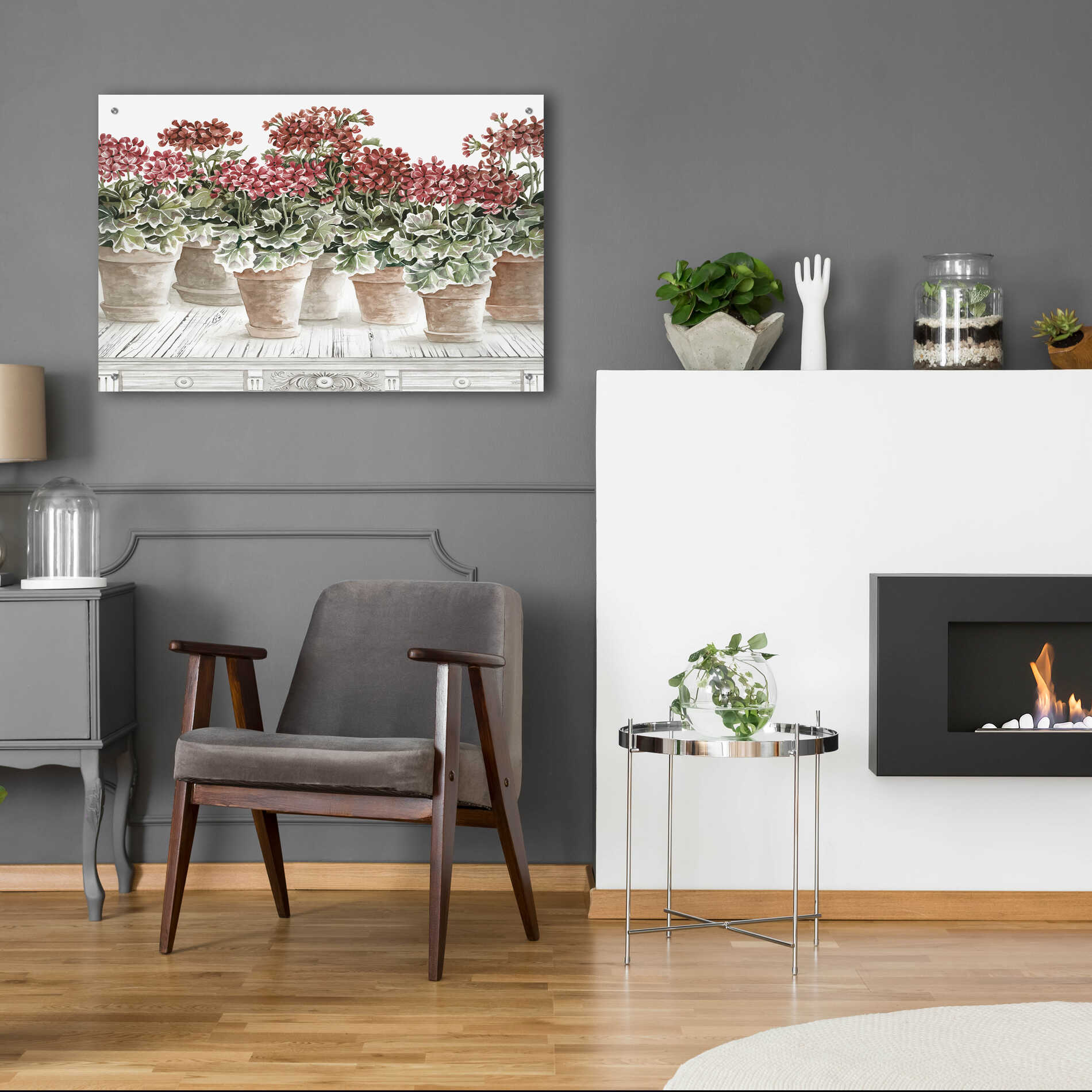 Epic Art 'Potted Geranium Mix III' by Cindy Jacobs, Acrylic Glass Wall Art,36x24