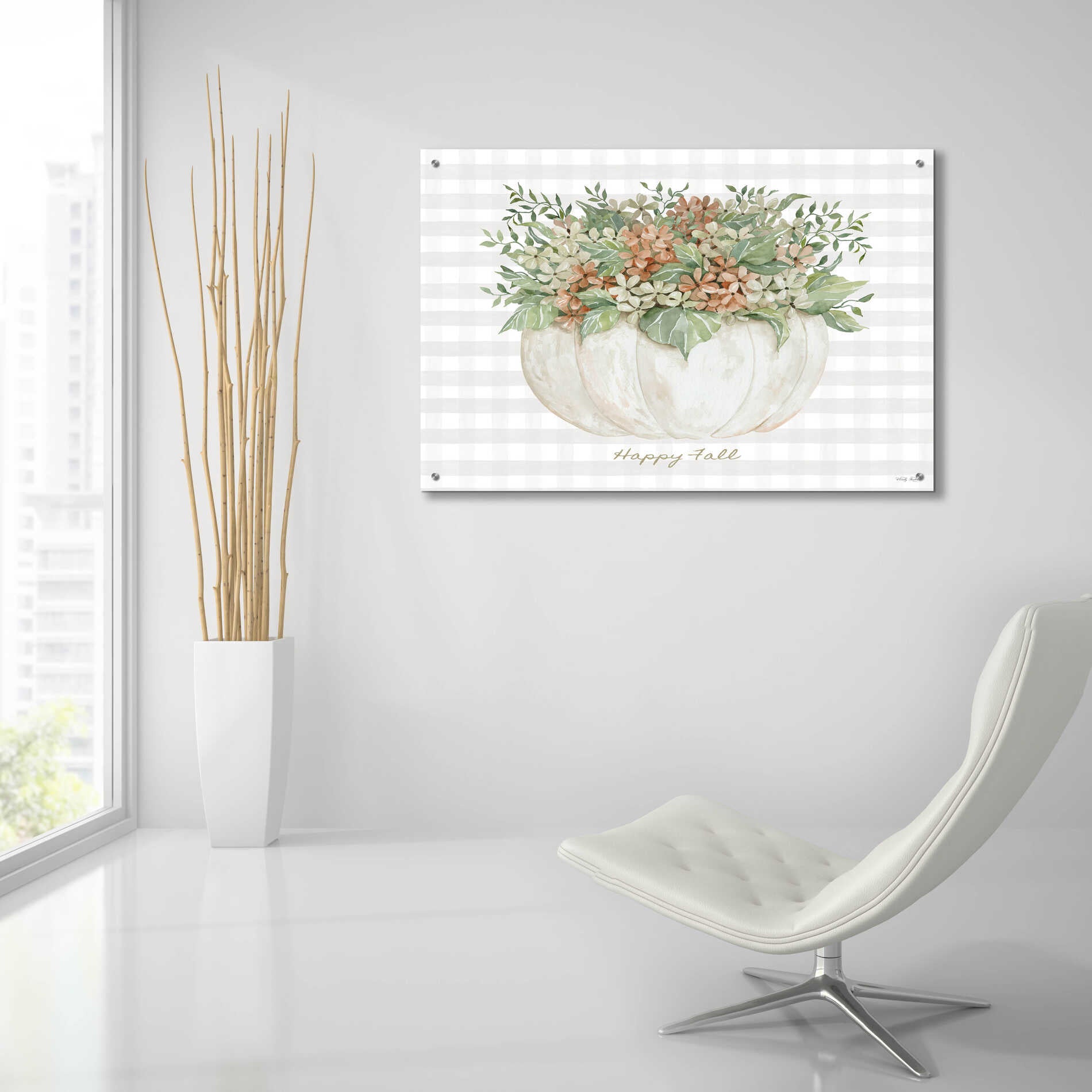 Epic Art 'Happy Fall Pumpkin Floral' by Cindy Jacobs, Acrylic Glass Wall Art,36x24