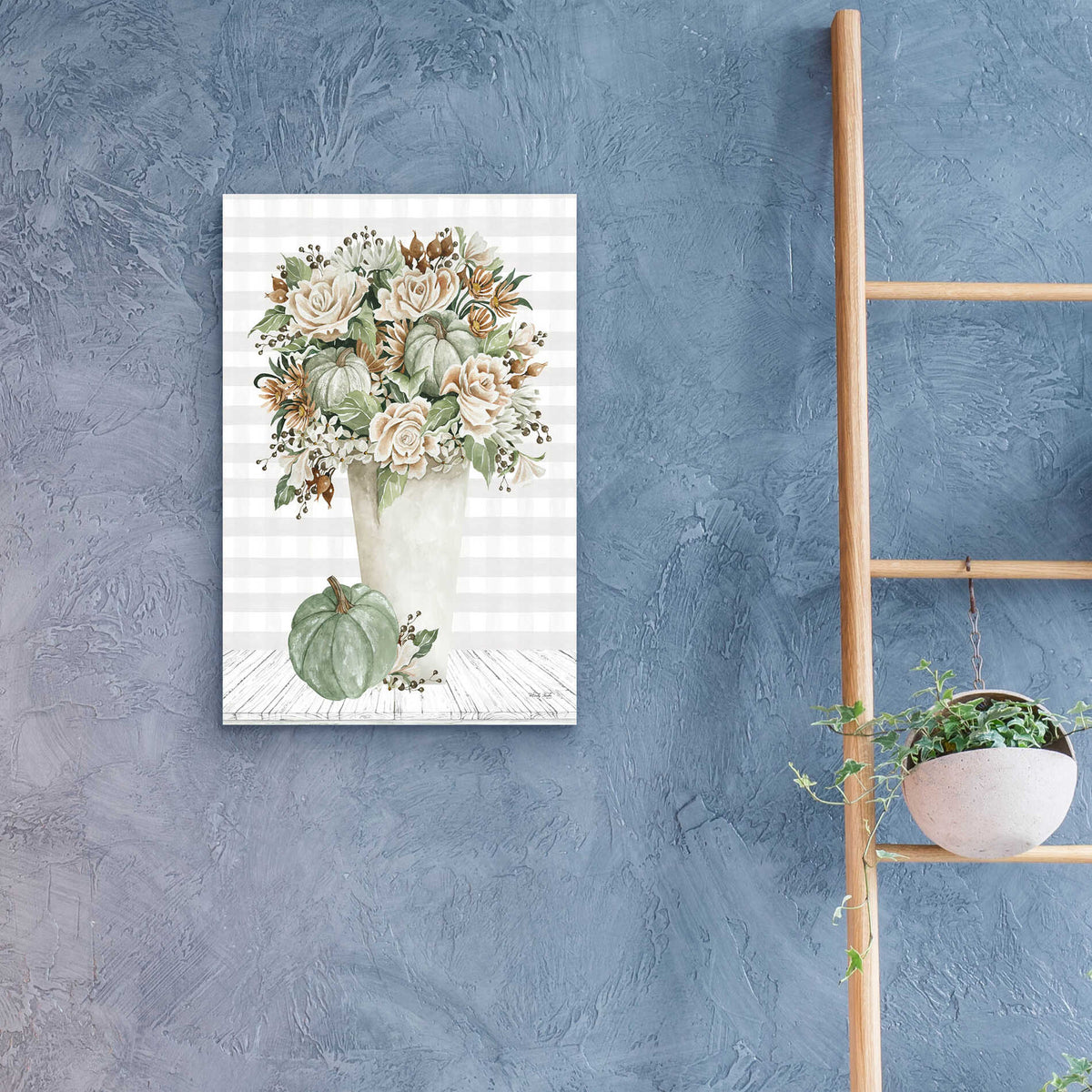 Epic Art 'Fall Floral With Pumpkins I' by Cindy Jacobs, Acrylic Glass Wall Art,16x24