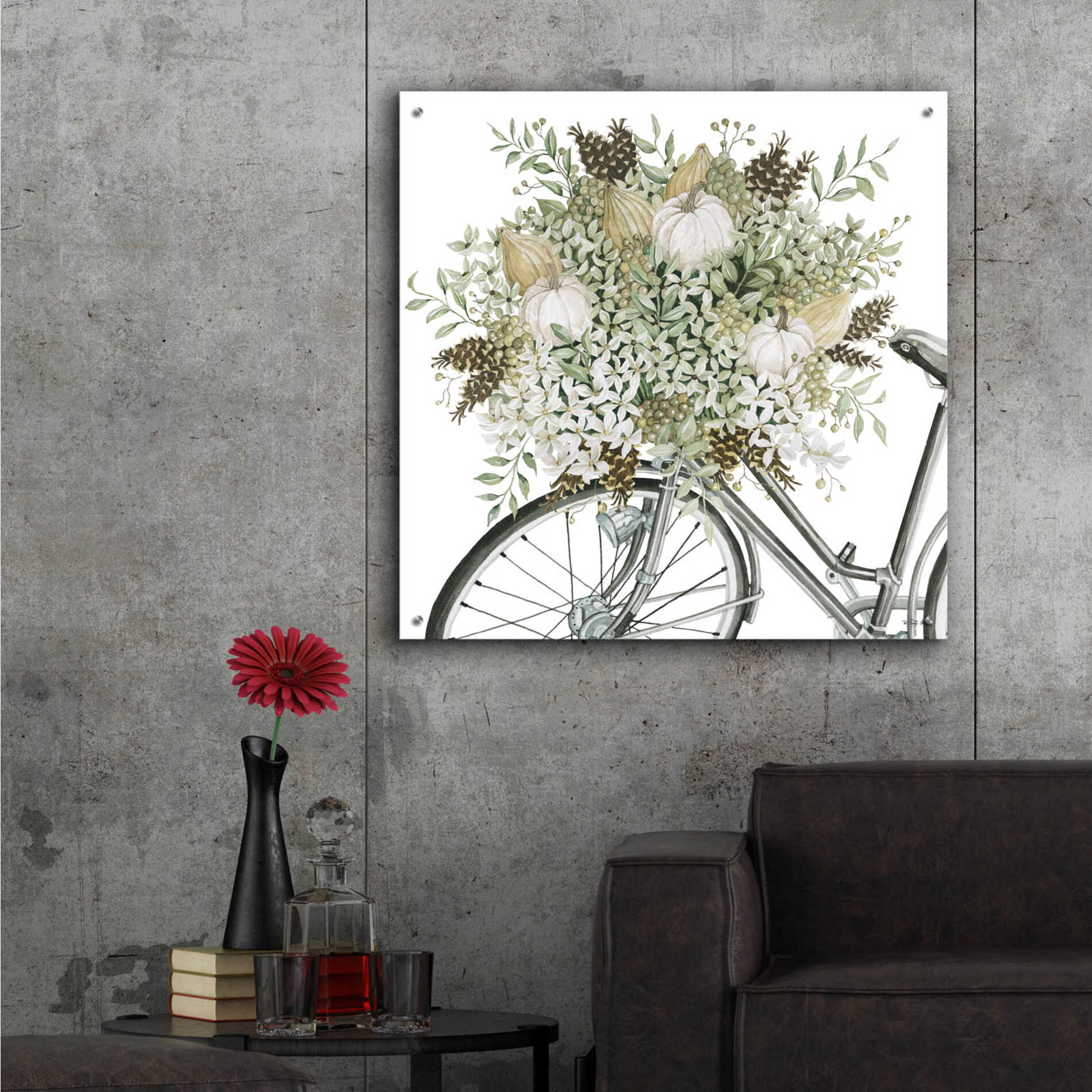 Epic Art 'Bountiful Basket On A Bike I' by Cindy Jacobs, Acrylic Glass Wall Art,36x36