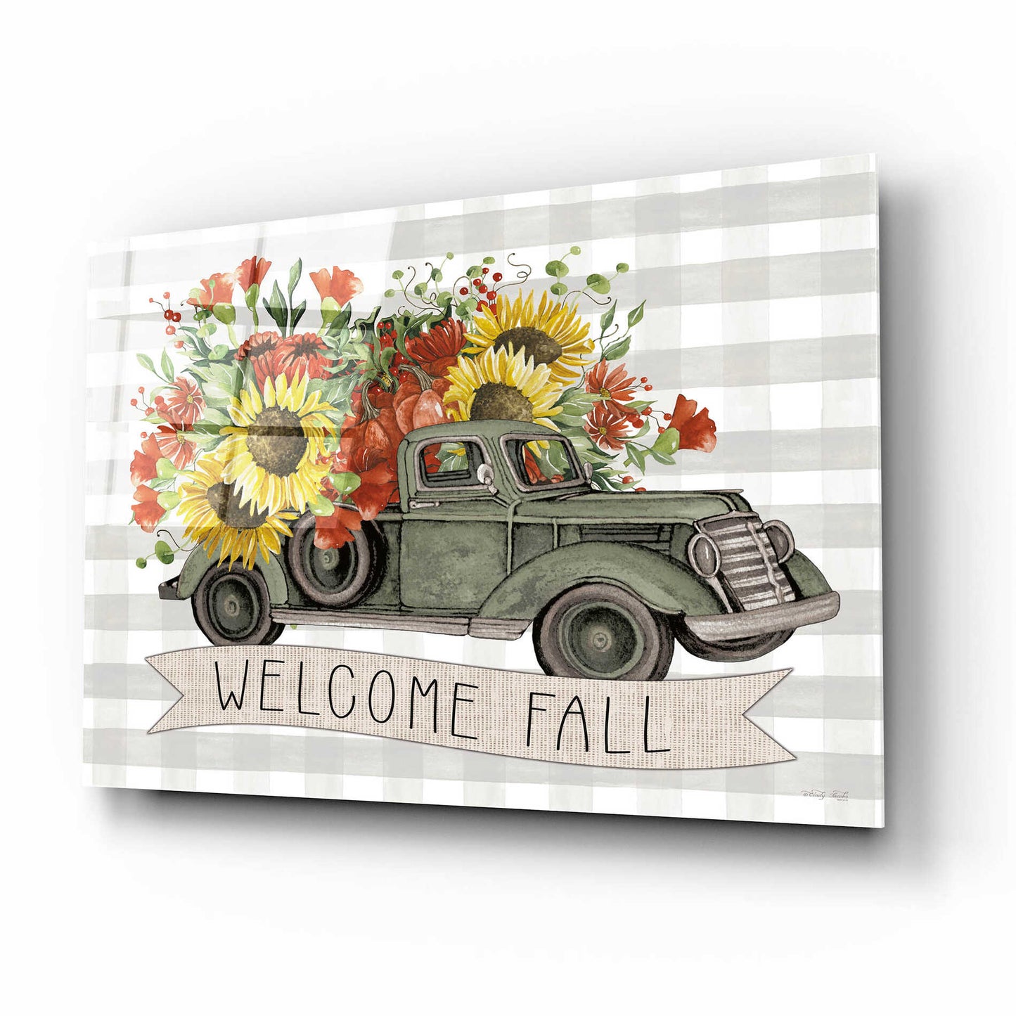 Epic Art 'Welcome Fall Truck' by Cindy Jacobs, Acrylic Glass Wall Art,16x12