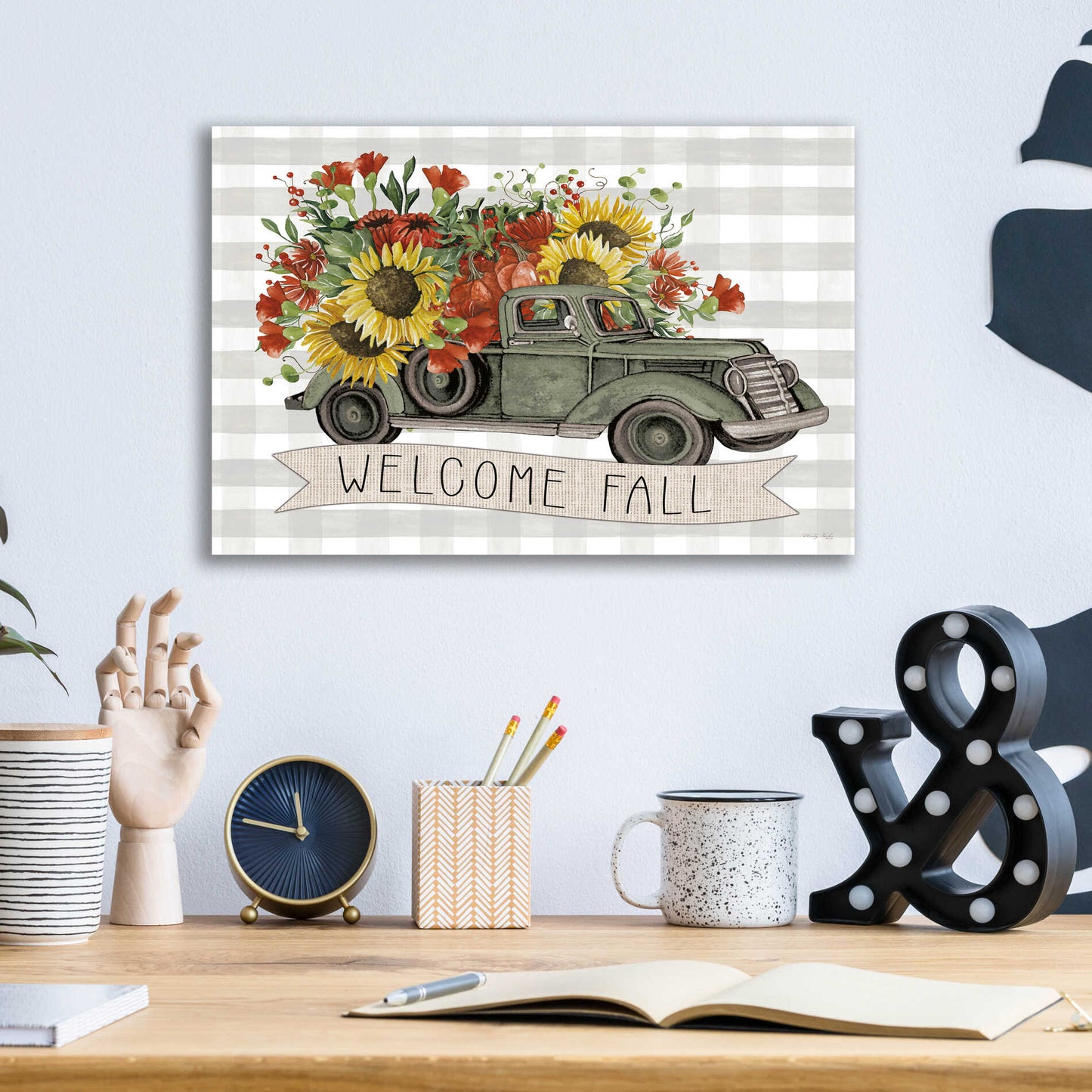 Epic Art 'Welcome Fall Truck' by Cindy Jacobs, Acrylic Glass Wall Art,16x12