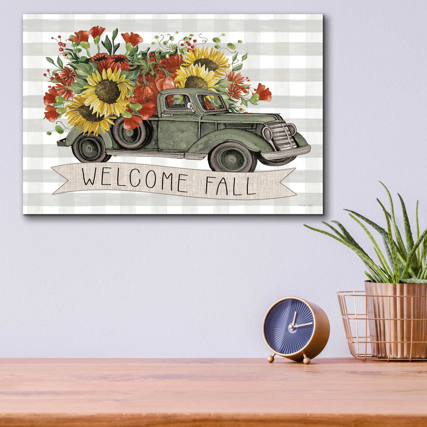 Epic Art 'Welcome Fall Truck' by Cindy Jacobs, Acrylic Glass Wall Art,16x12