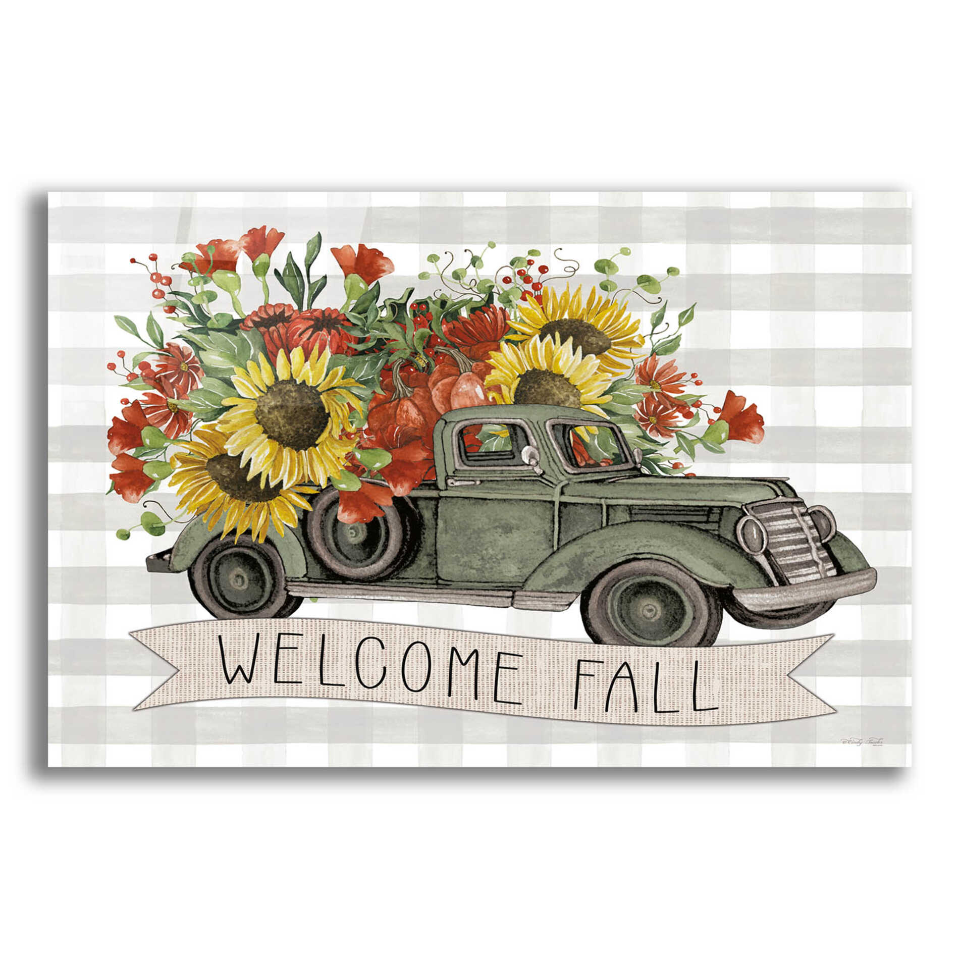 Epic Art 'Welcome Fall Truck' by Cindy Jacobs, Acrylic Glass Wall Art,16x12