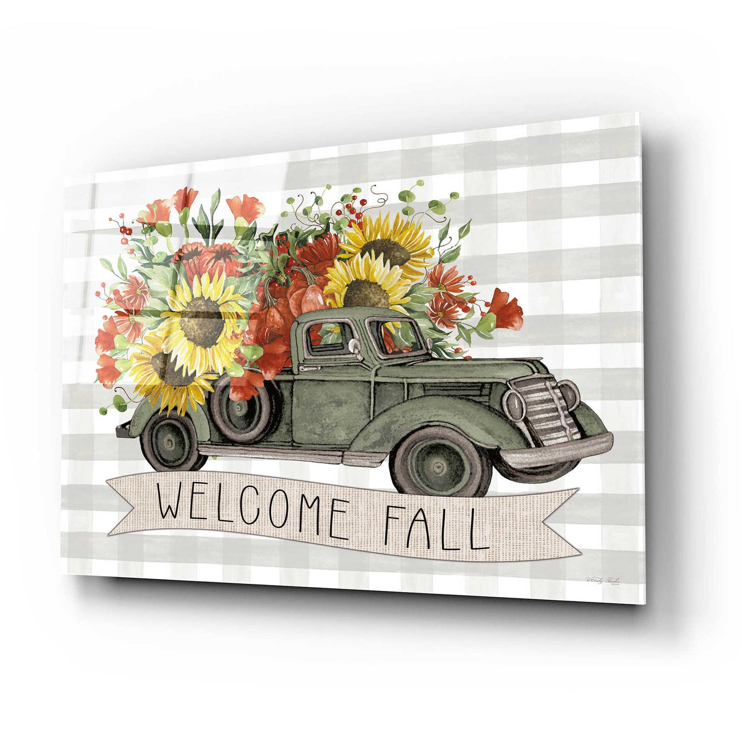 Epic Art 'Welcome Fall Truck' by Cindy Jacobs, Acrylic Glass Wall Art,24x16