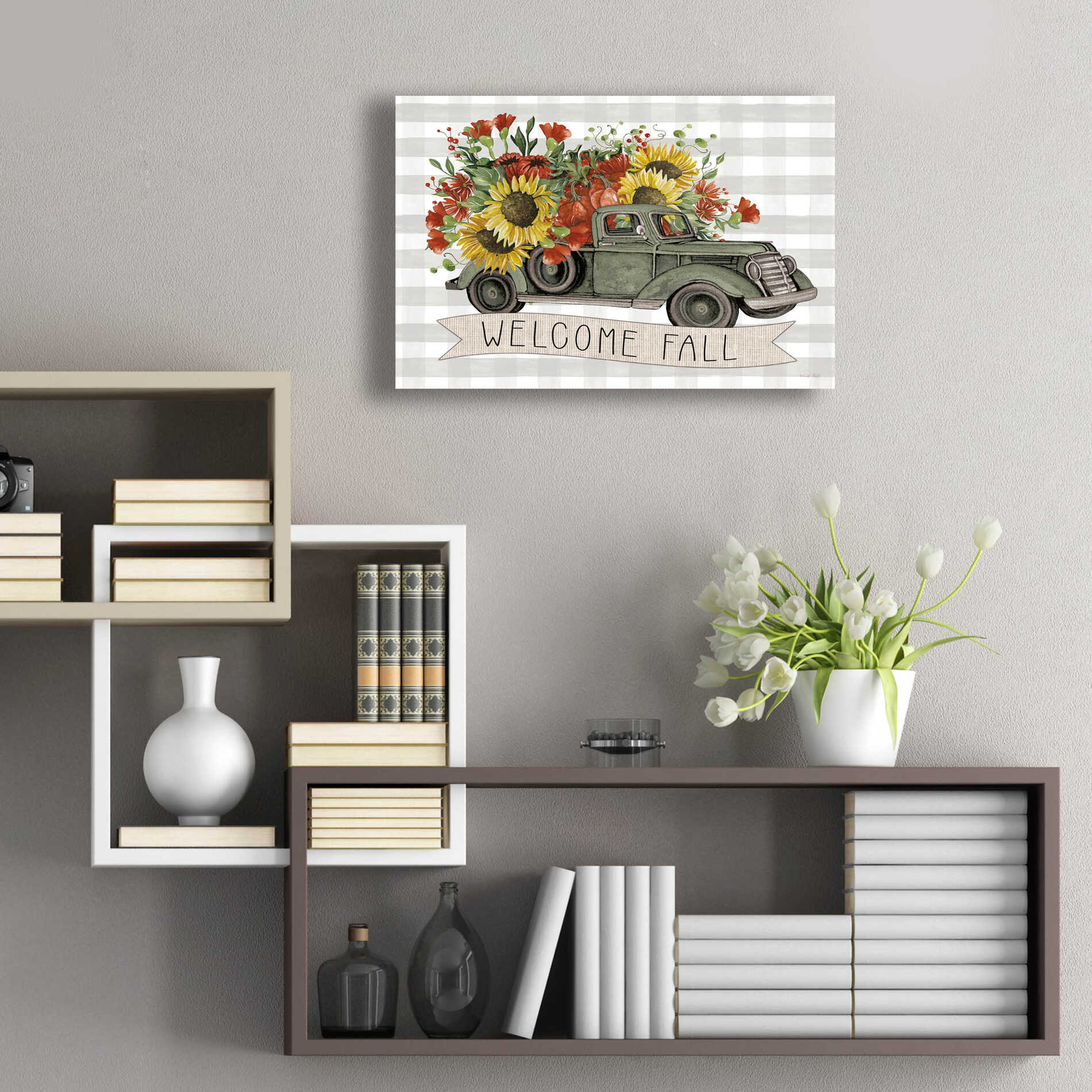 Epic Art 'Welcome Fall Truck' by Cindy Jacobs, Acrylic Glass Wall Art,24x16