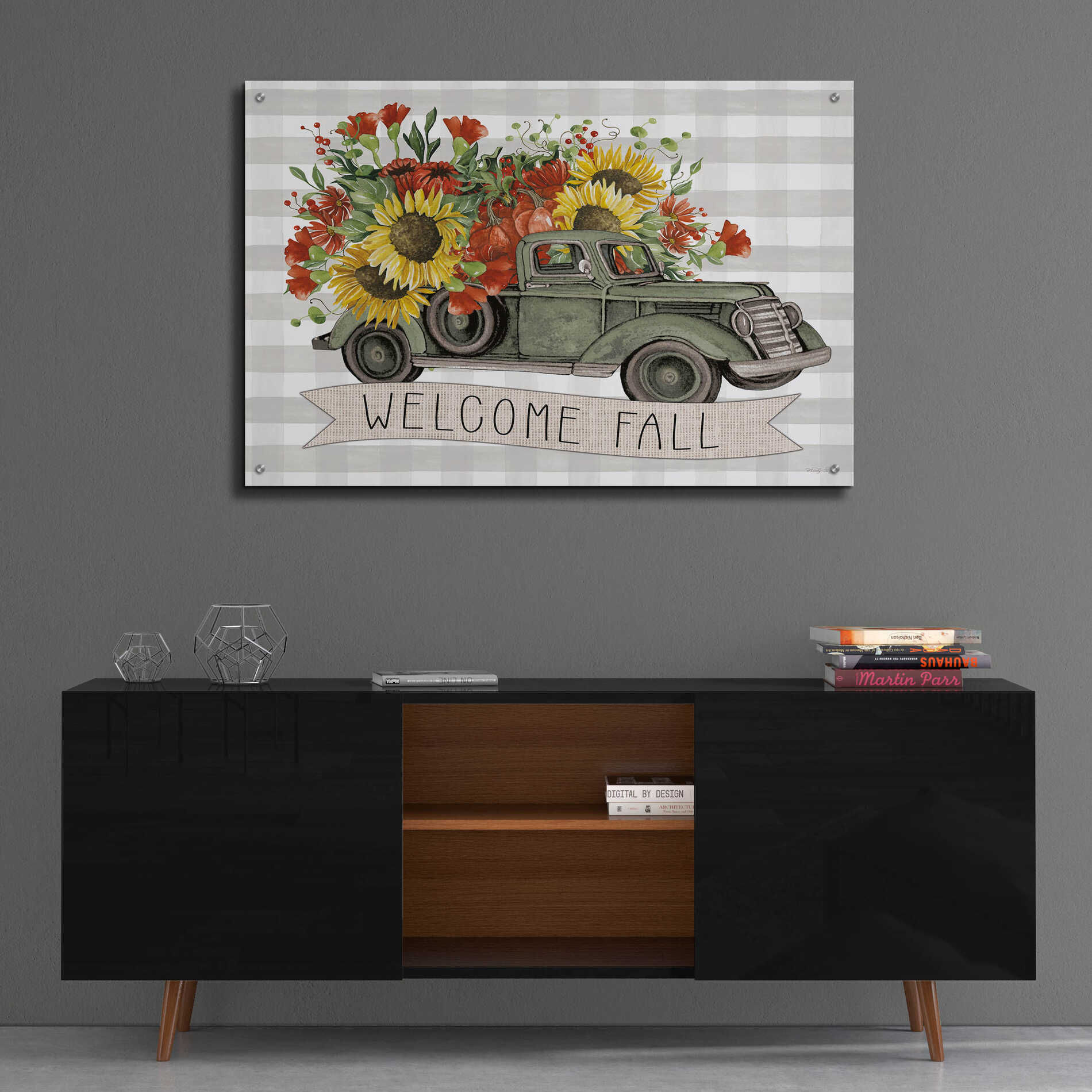 Epic Art 'Welcome Fall Truck' by Cindy Jacobs, Acrylic Glass Wall Art,36x24