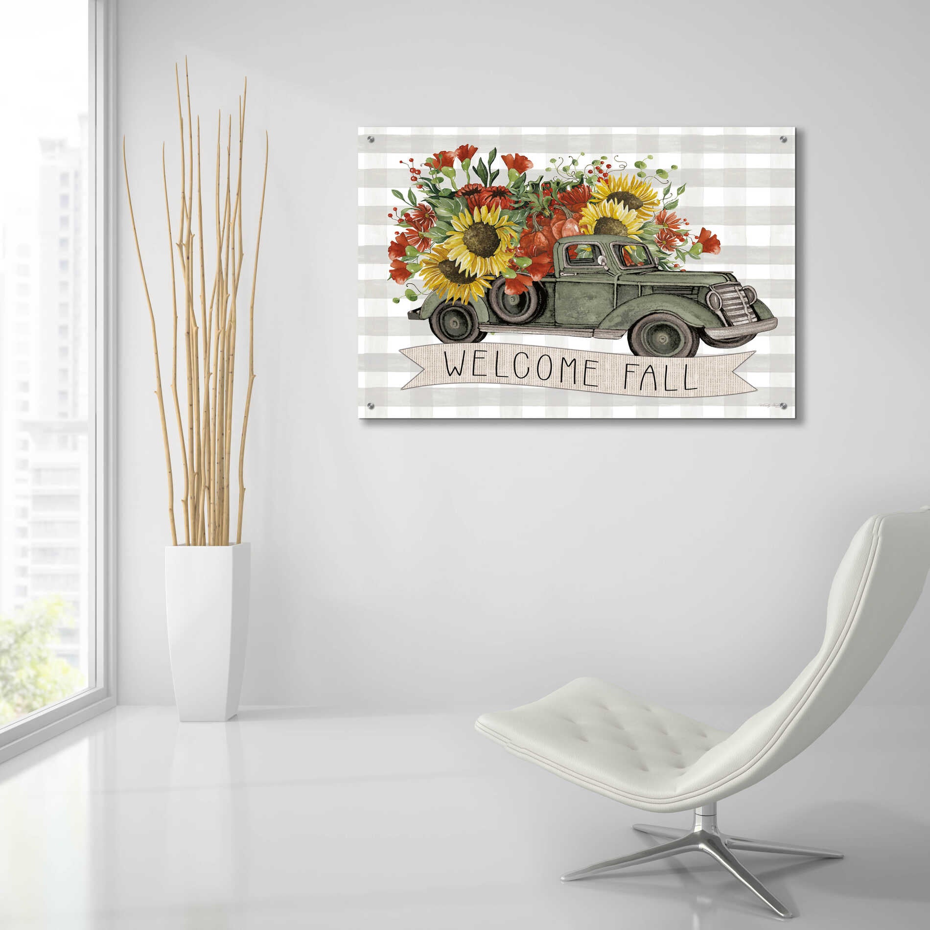 Epic Art 'Welcome Fall Truck' by Cindy Jacobs, Acrylic Glass Wall Art,36x24