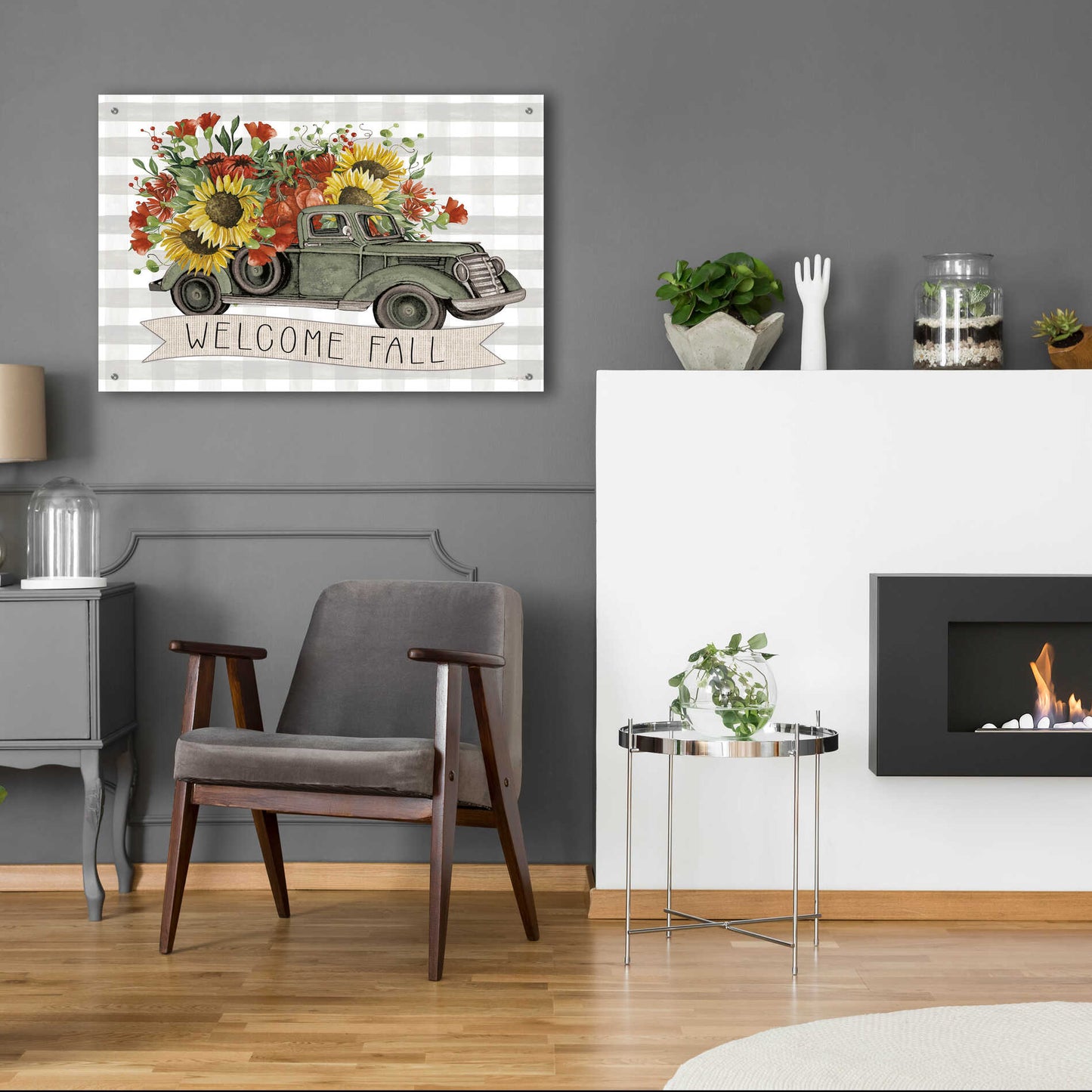 Epic Art 'Welcome Fall Truck' by Cindy Jacobs, Acrylic Glass Wall Art,36x24