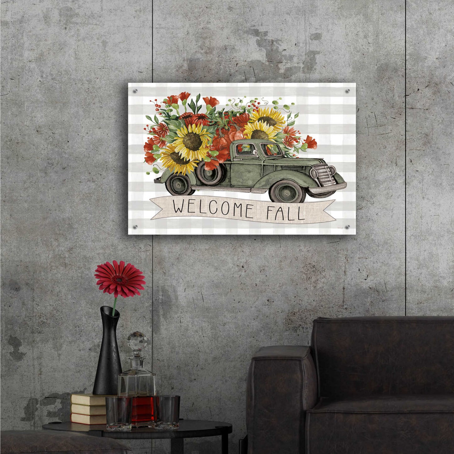 Epic Art 'Welcome Fall Truck' by Cindy Jacobs, Acrylic Glass Wall Art,36x24