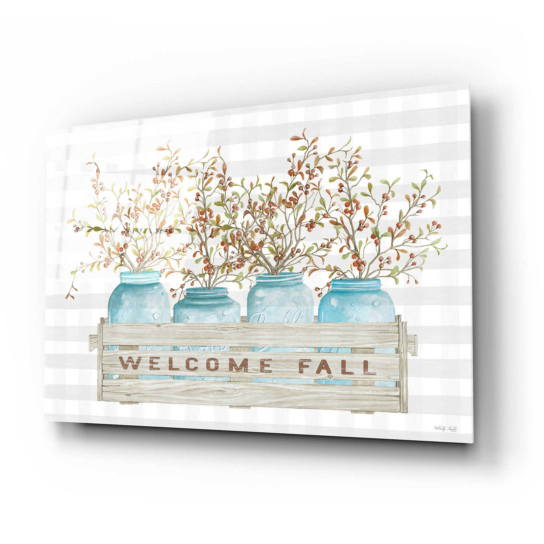 Epic Art 'Welcome Fall Jars' by Cindy Jacobs, Acrylic Glass Wall Art,24x16