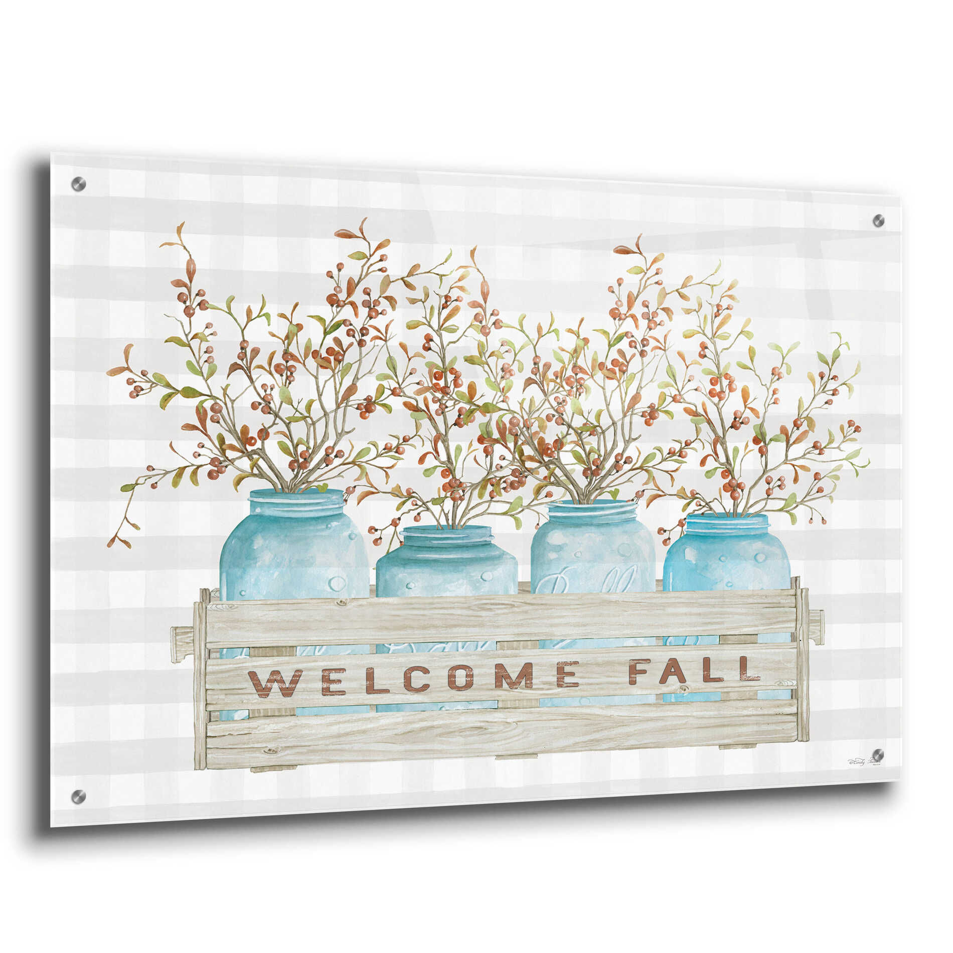 Epic Art 'Welcome Fall Jars' by Cindy Jacobs, Acrylic Glass Wall Art,36x24