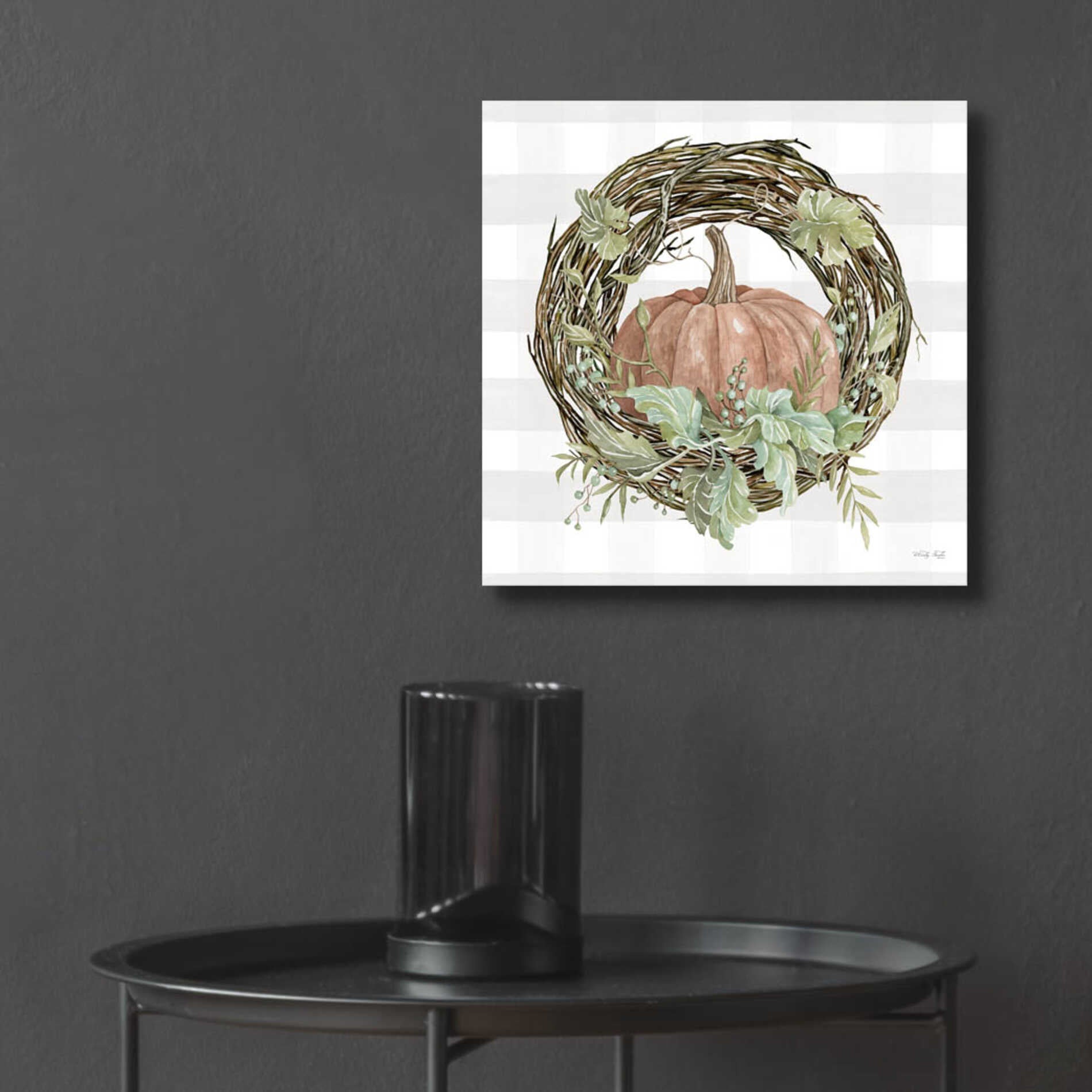 Epic Art 'Pumpkin Wreath II' by Cindy Jacobs, Acrylic Glass Wall Art,12x12