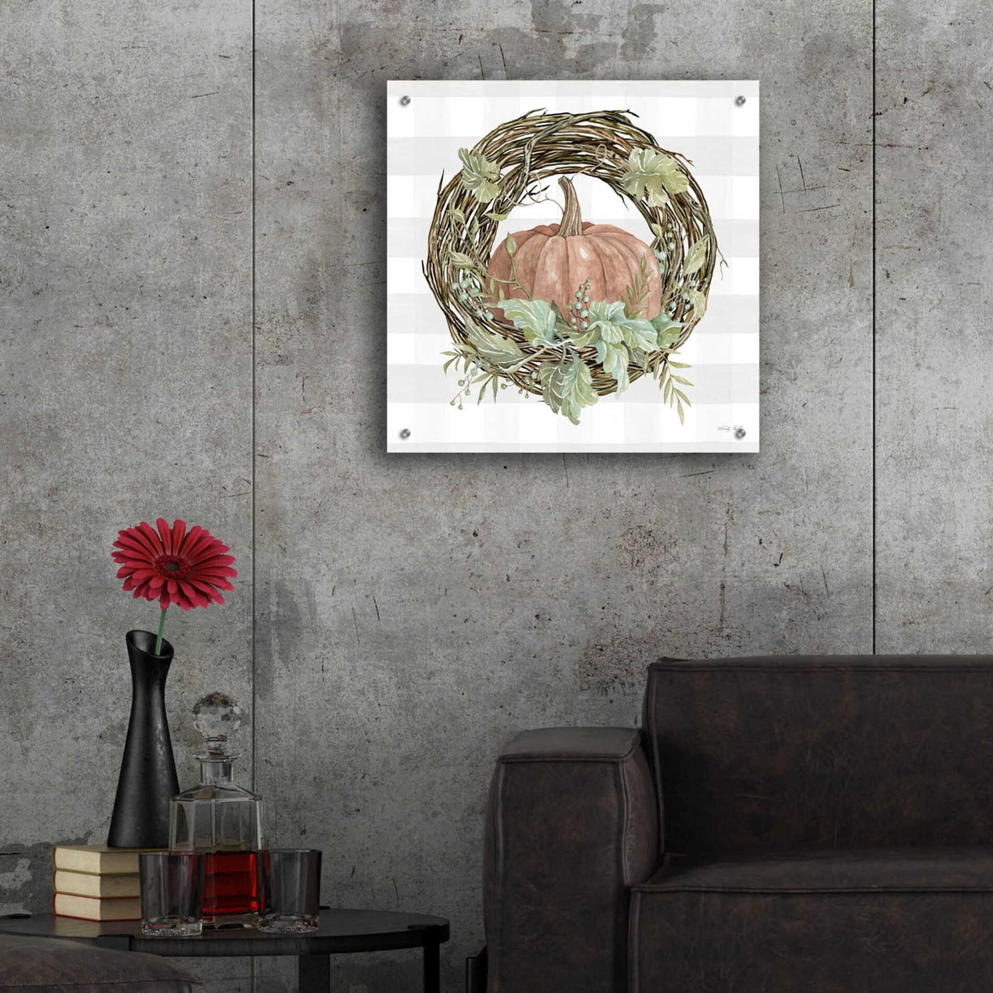 Epic Art 'Pumpkin Wreath II' by Cindy Jacobs, Acrylic Glass Wall Art,24x24