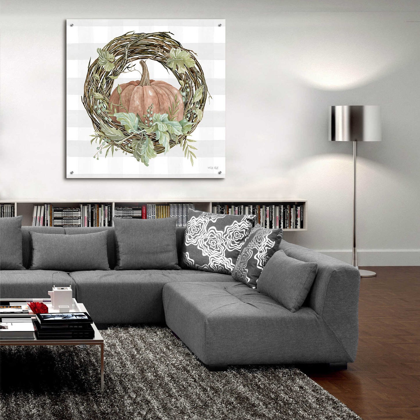 Epic Art 'Pumpkin Wreath II' by Cindy Jacobs, Acrylic Glass Wall Art,36x36