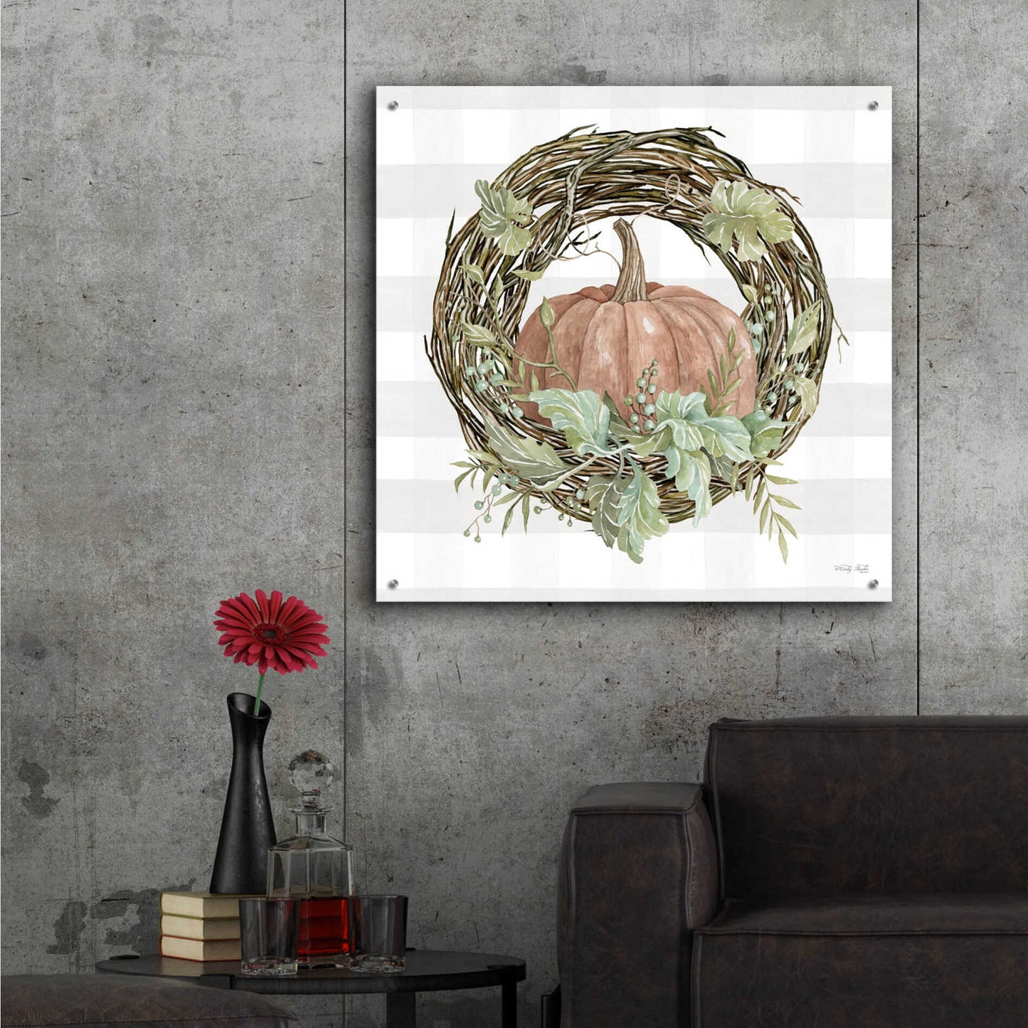 Epic Art 'Pumpkin Wreath II' by Cindy Jacobs, Acrylic Glass Wall Art,36x36